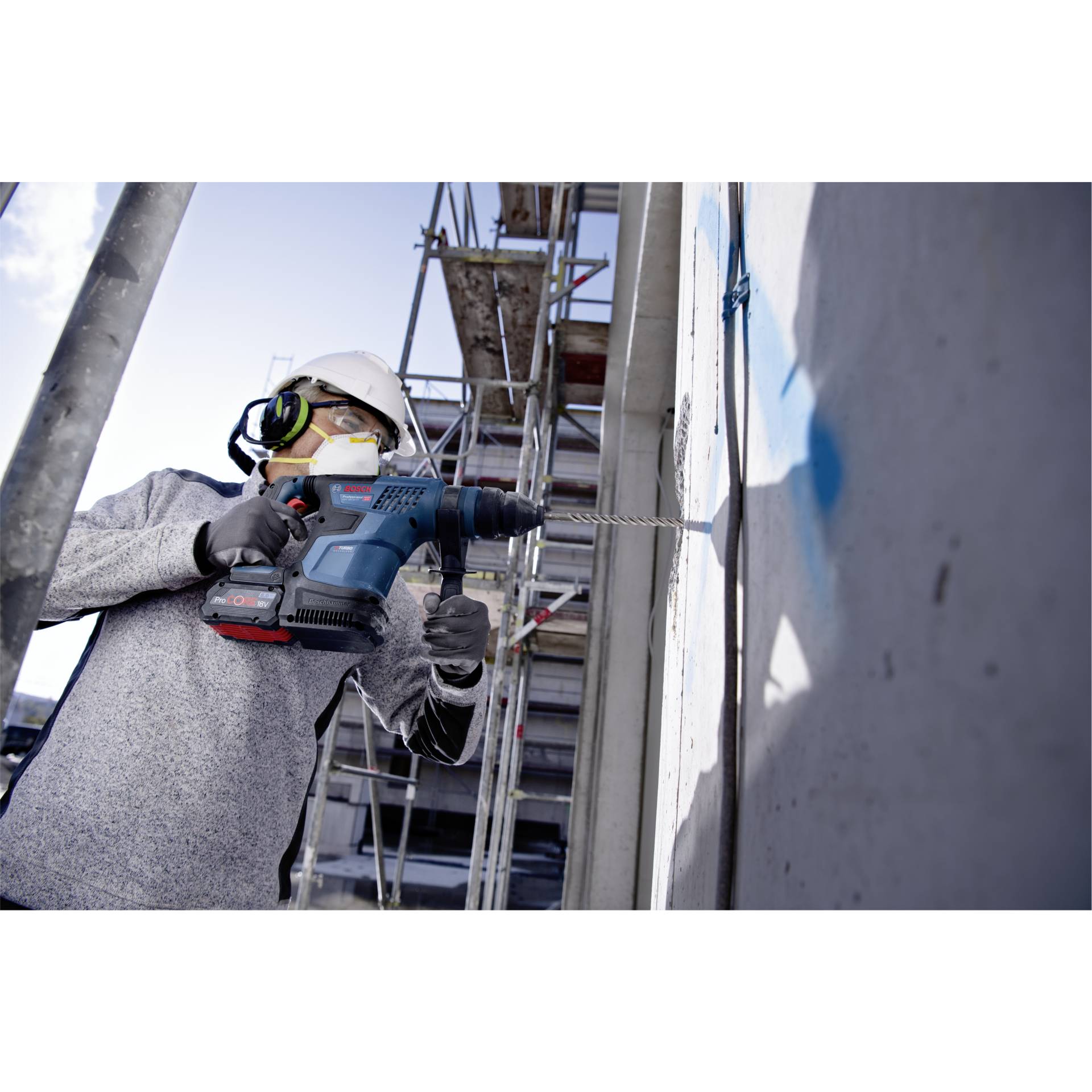 Person, Arbeiter, Schutzhelm, Helm, Elektrische Bohrmaschine