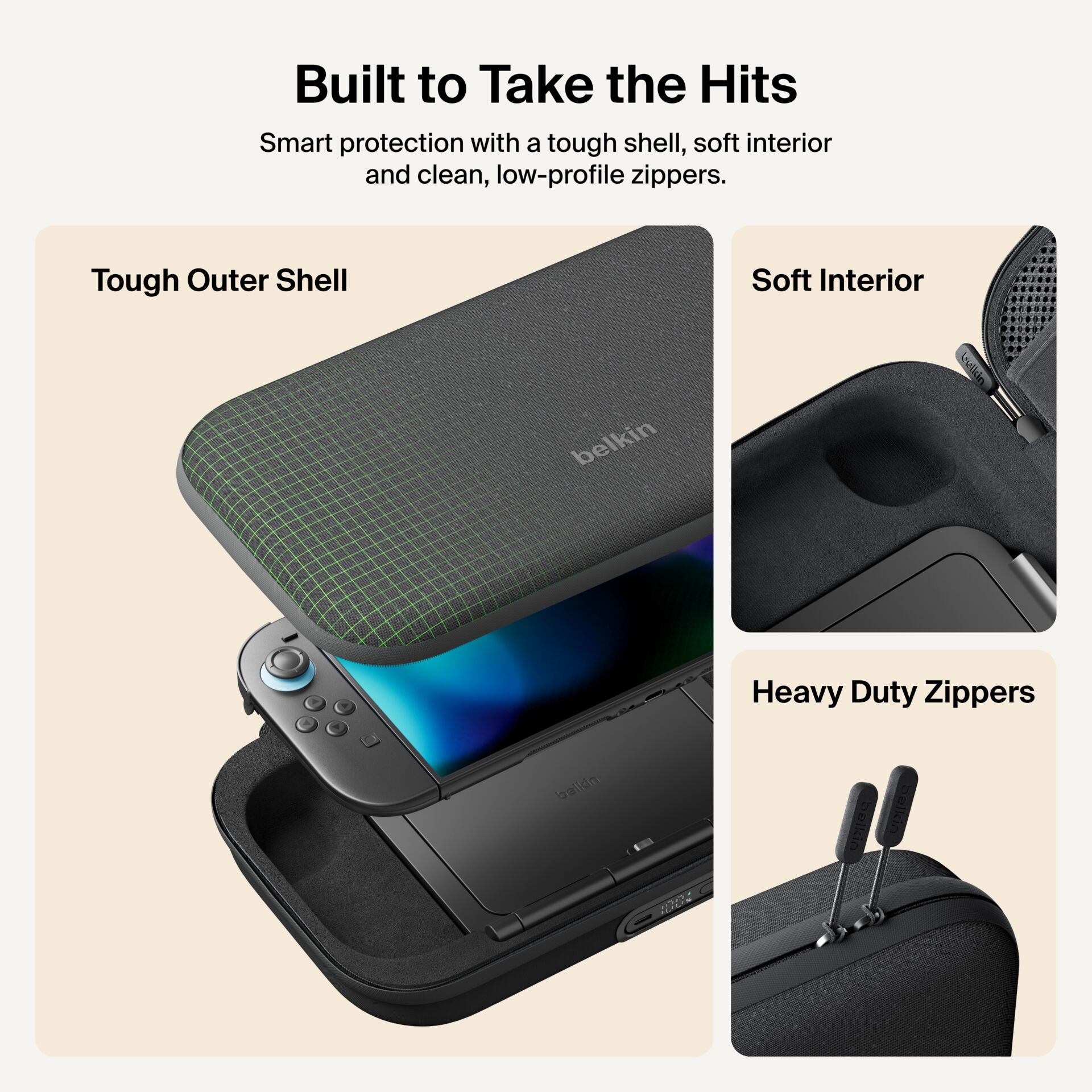 case, protective shell, outer shell, zipper, soft interior