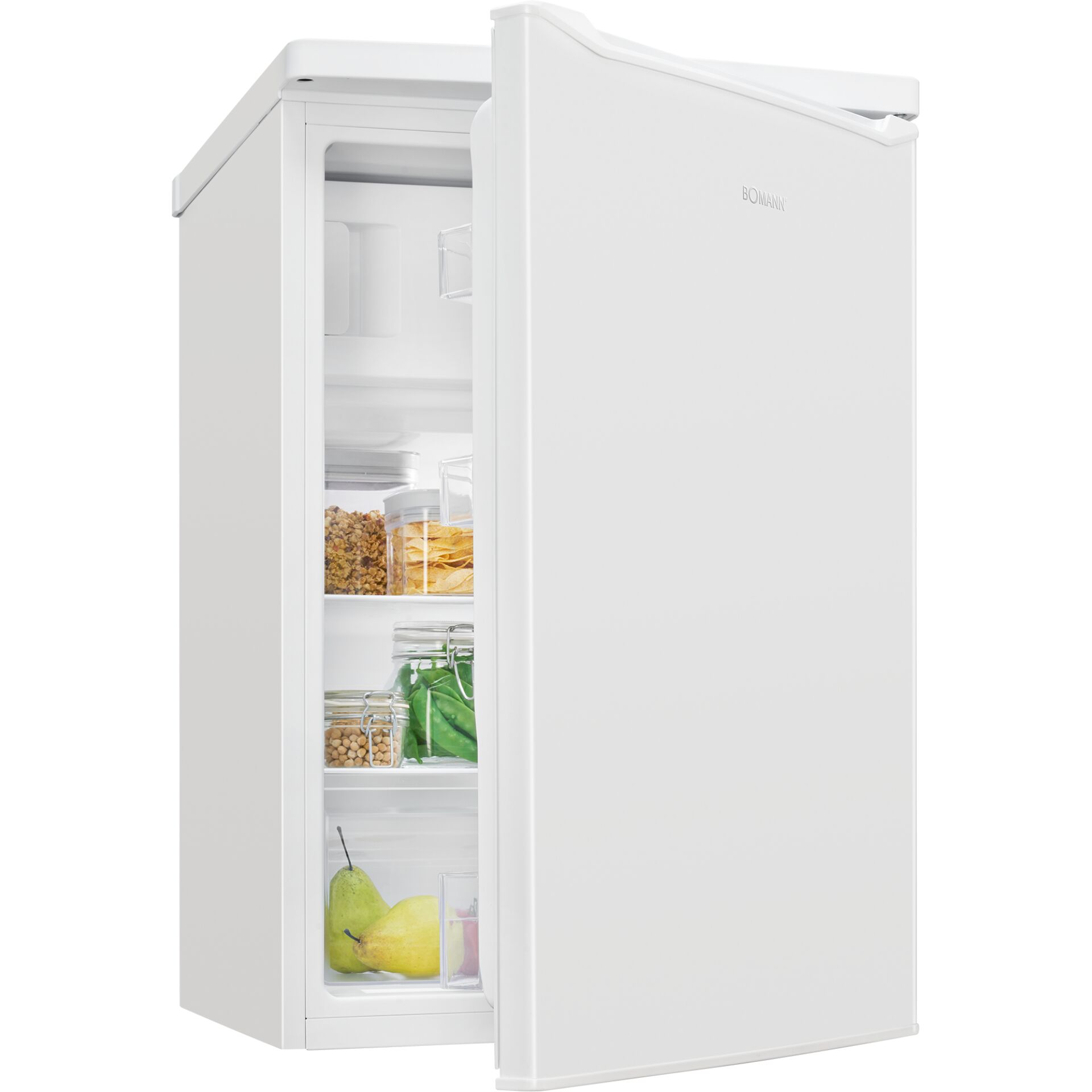 Kühlschrank, Einbaugerät, weiß, eine Tür, Innenablagen