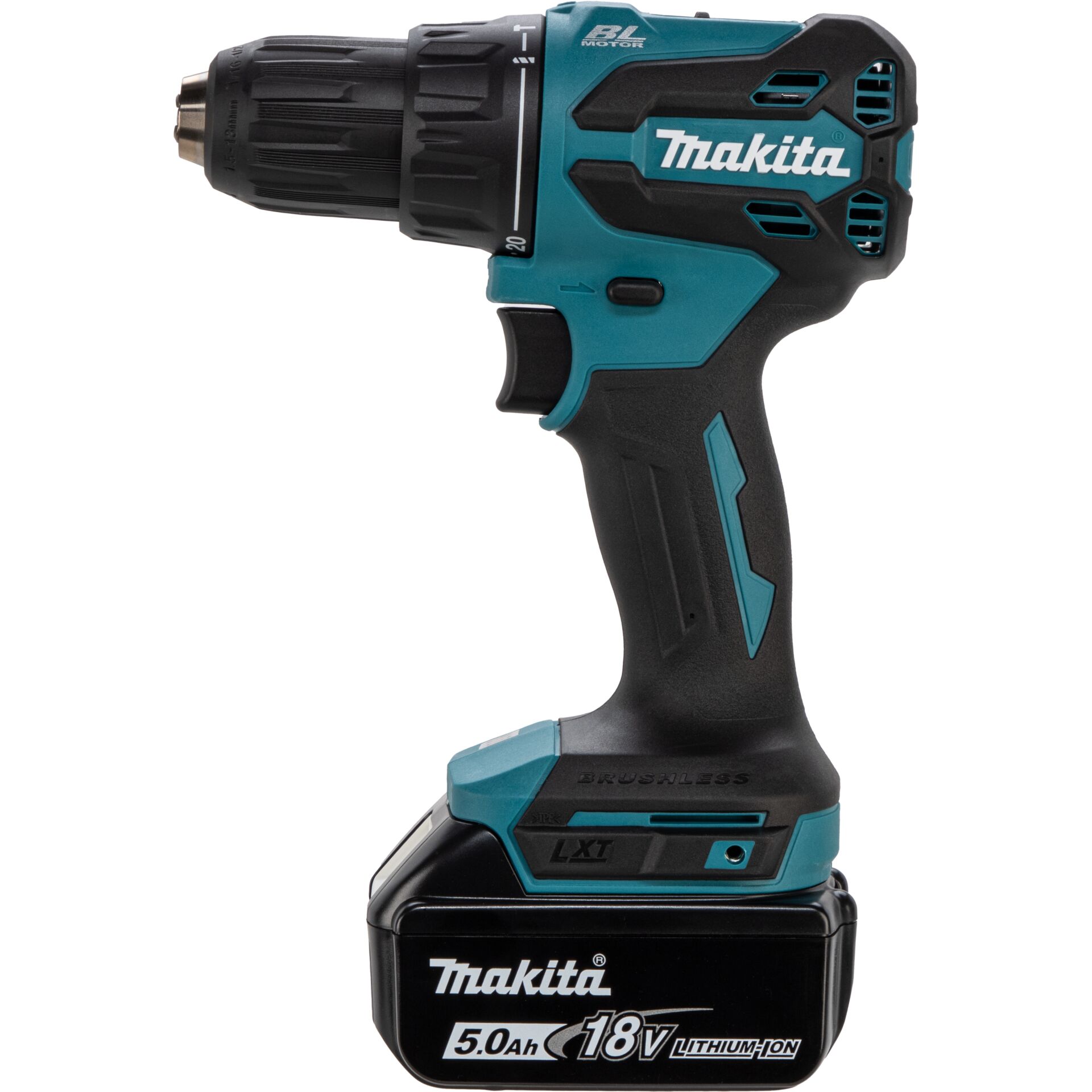 Schraubdrill, Akku-Bohrmaschine, Blaue Farbe, LED-Beleuchtung, Verstellbare Drehzahl, Akku-Bohrschrauber, 18V Lithium-Ionen, Schnelllauf, Teal/Schwarz, Kompakt-Handgriff