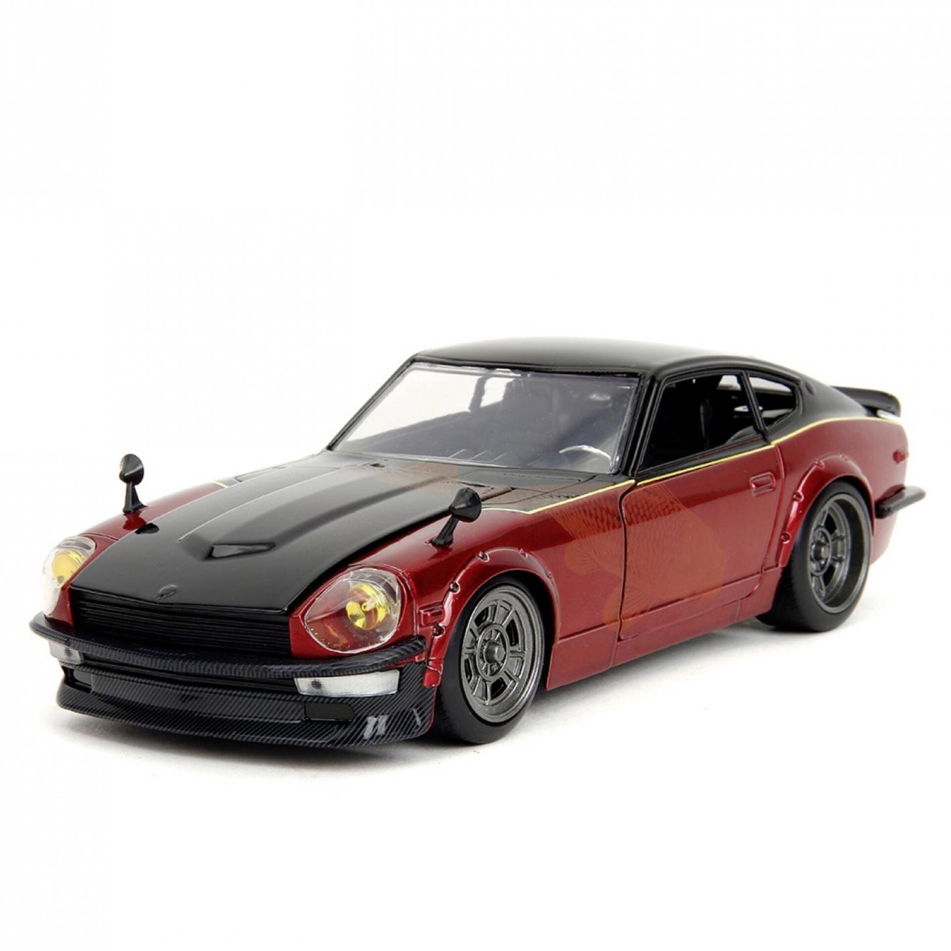 Modellauto, Diecast, Sports Car, Rot/Schwarz, Heckspoiler
