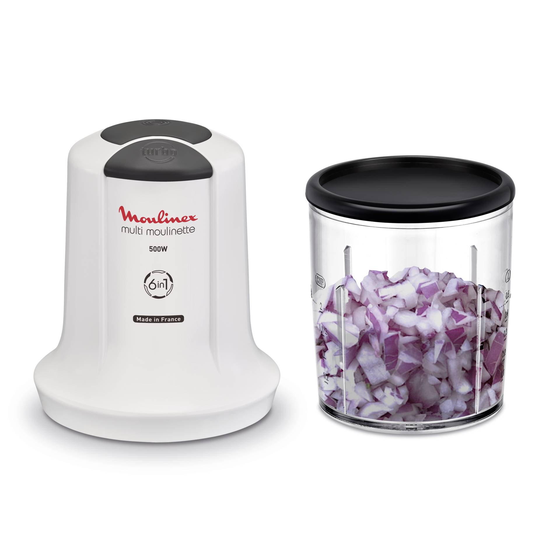 Küchenmaschinen-Aufsatz, Schneidegerät, Chopper, Würfelmesser, Schneidbehälter