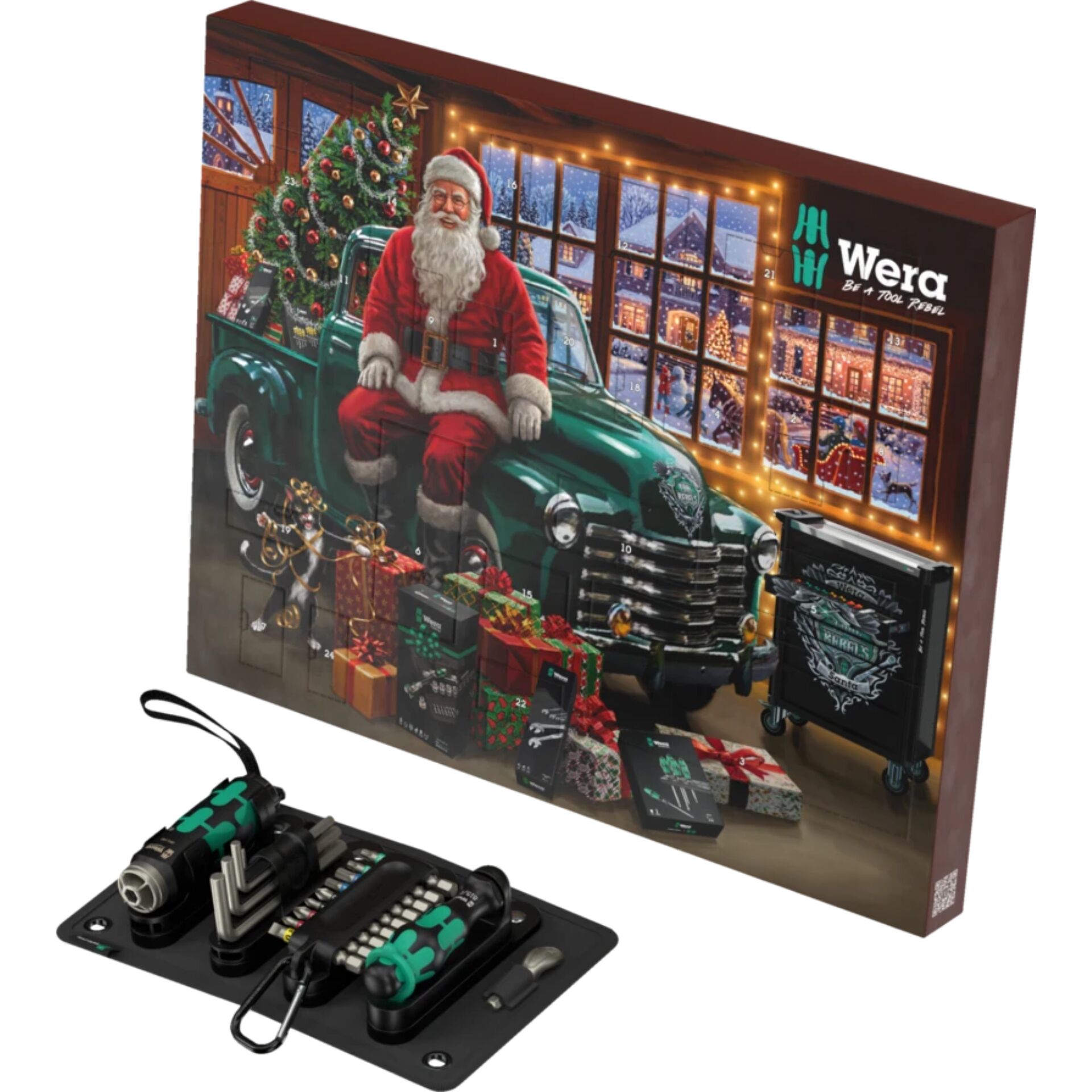 Weihnachtskalender, Adventskalender, Werkzeugset, Montagekit, Santa Claus car