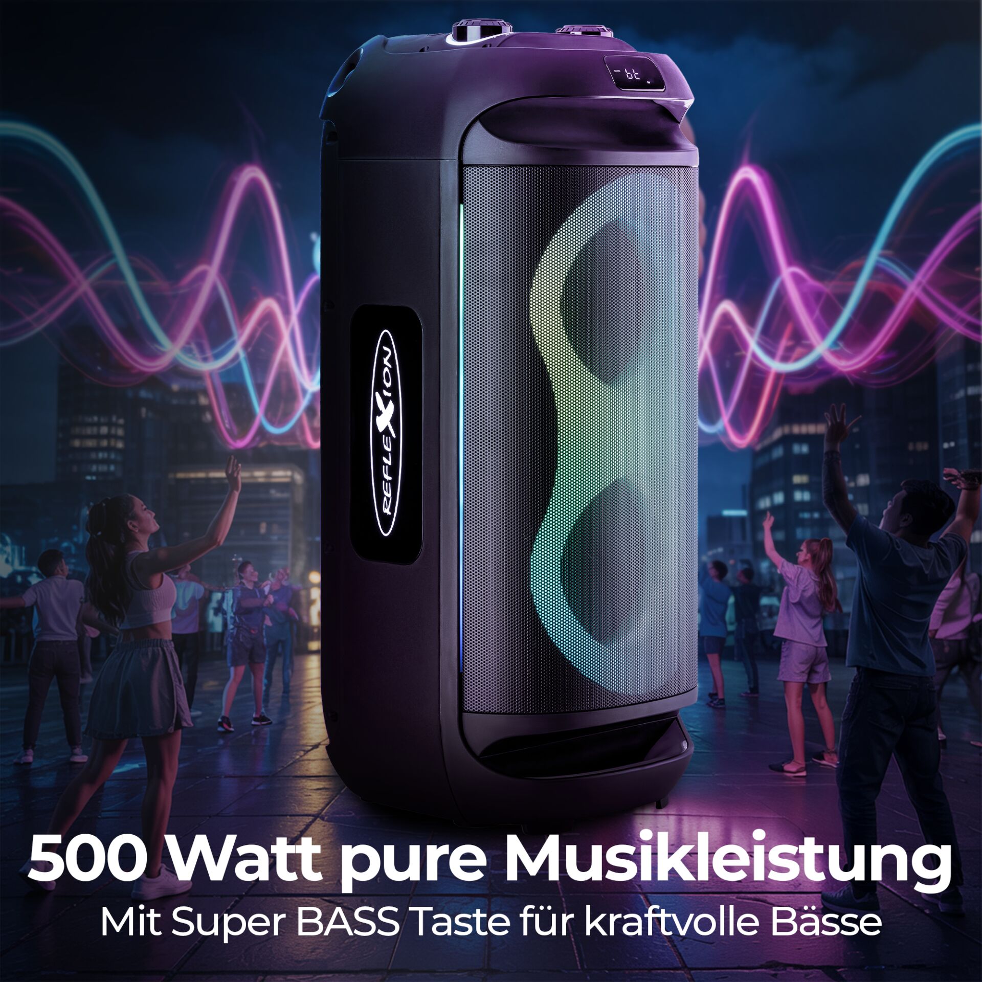 Lautsprecher, Bluetooth, Tragbar, Subwoofer, LED-Beleuchtung
