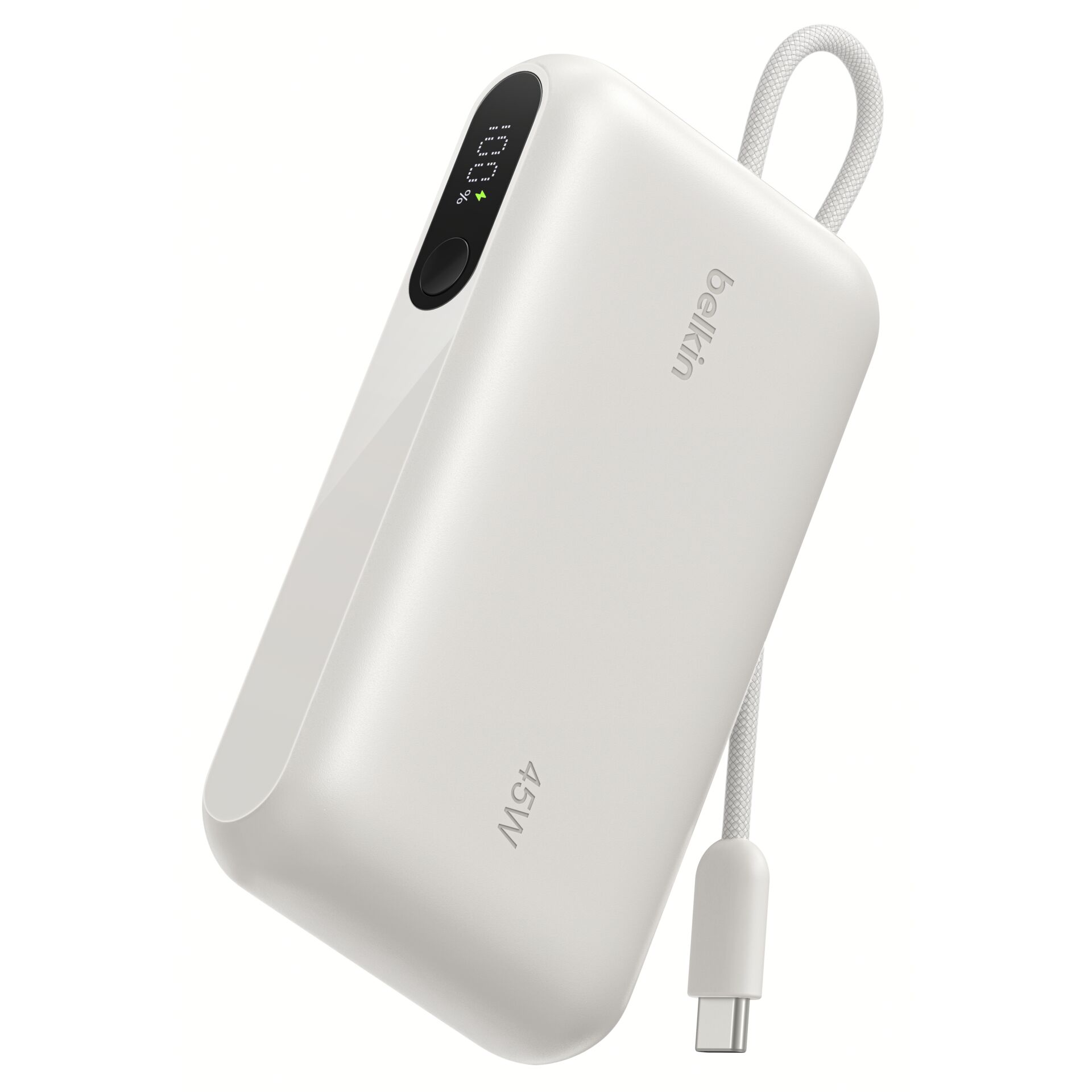 Power Bank, LED Display, USB-C, White, 2x513