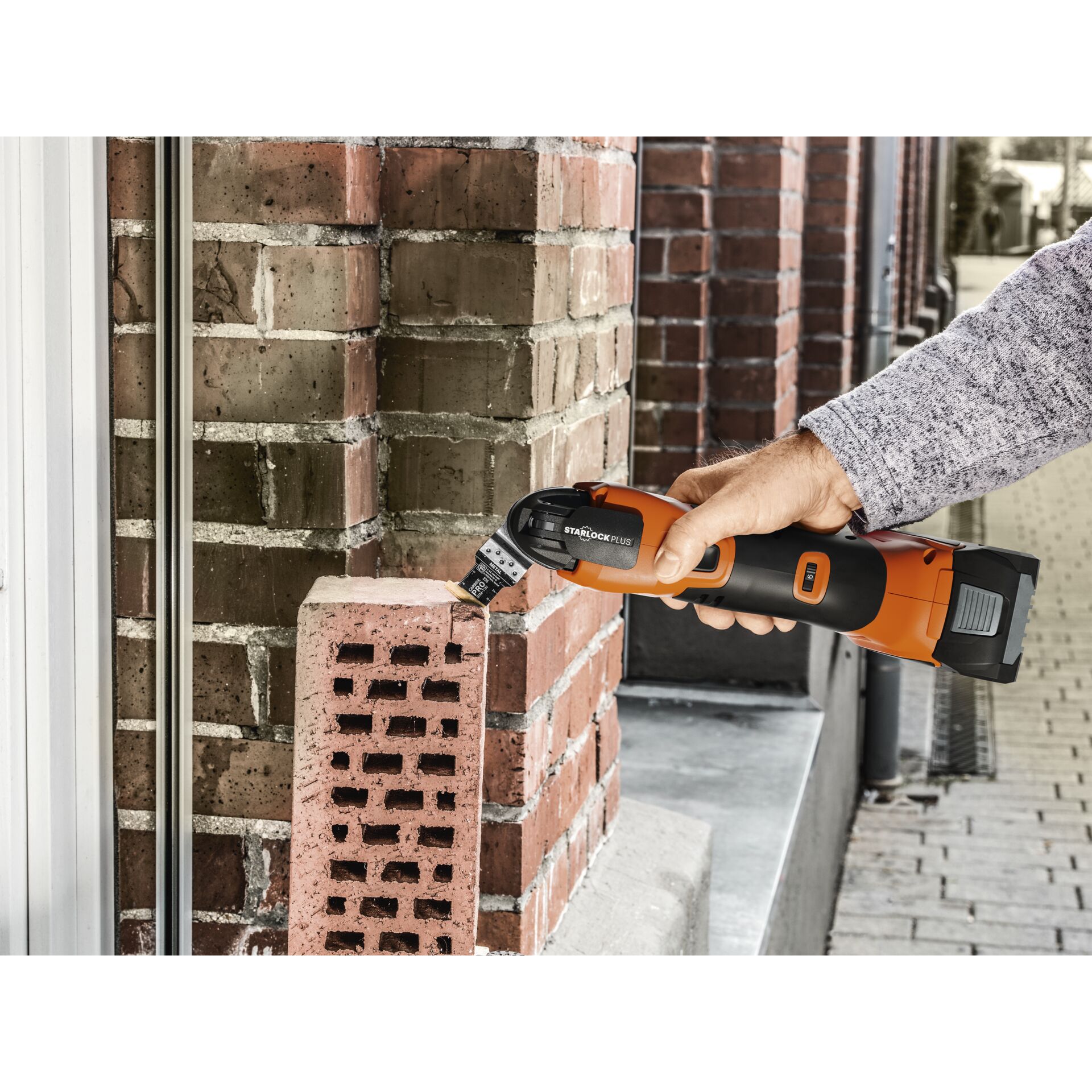 Backstein, Elektrische Bohrmaschine, Werkzeug, Drinnen, Innenarchitektur