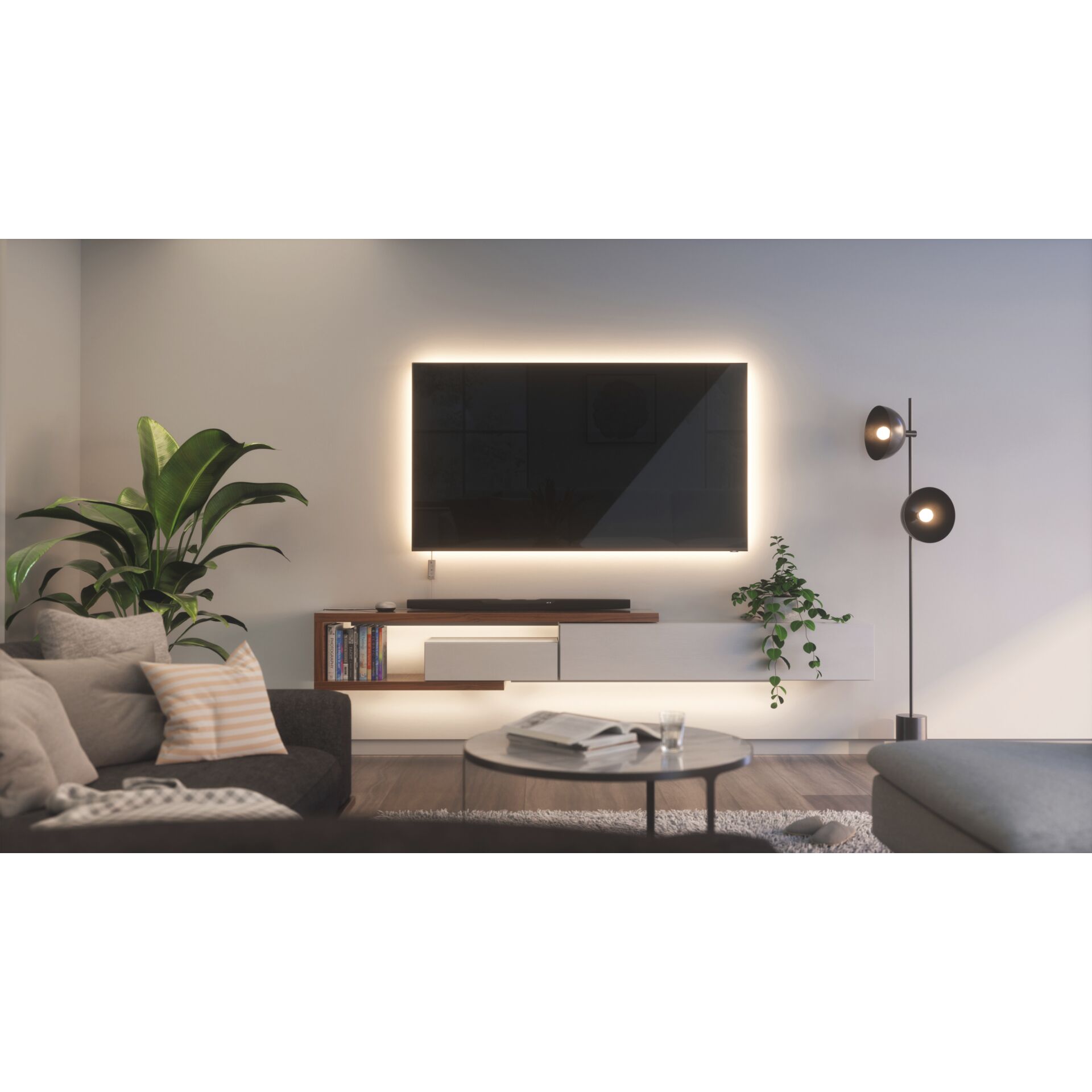 TV, TV-wandhalter, Wohnzimmer, LED-Rückbeleuchtung, Schrank