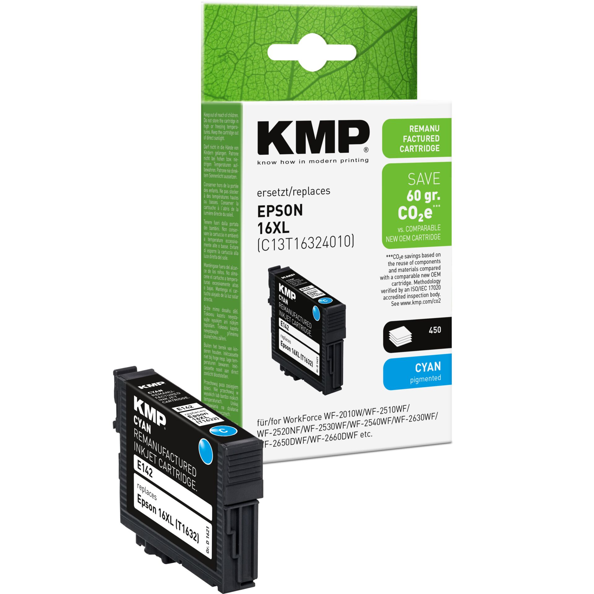Adapter, Elektronik, Computer-Ausrüstung, Computerausrüstung, QR-Code, Tintenpatrone, Cyan, Epson, KMP, Remanufactured cartridge