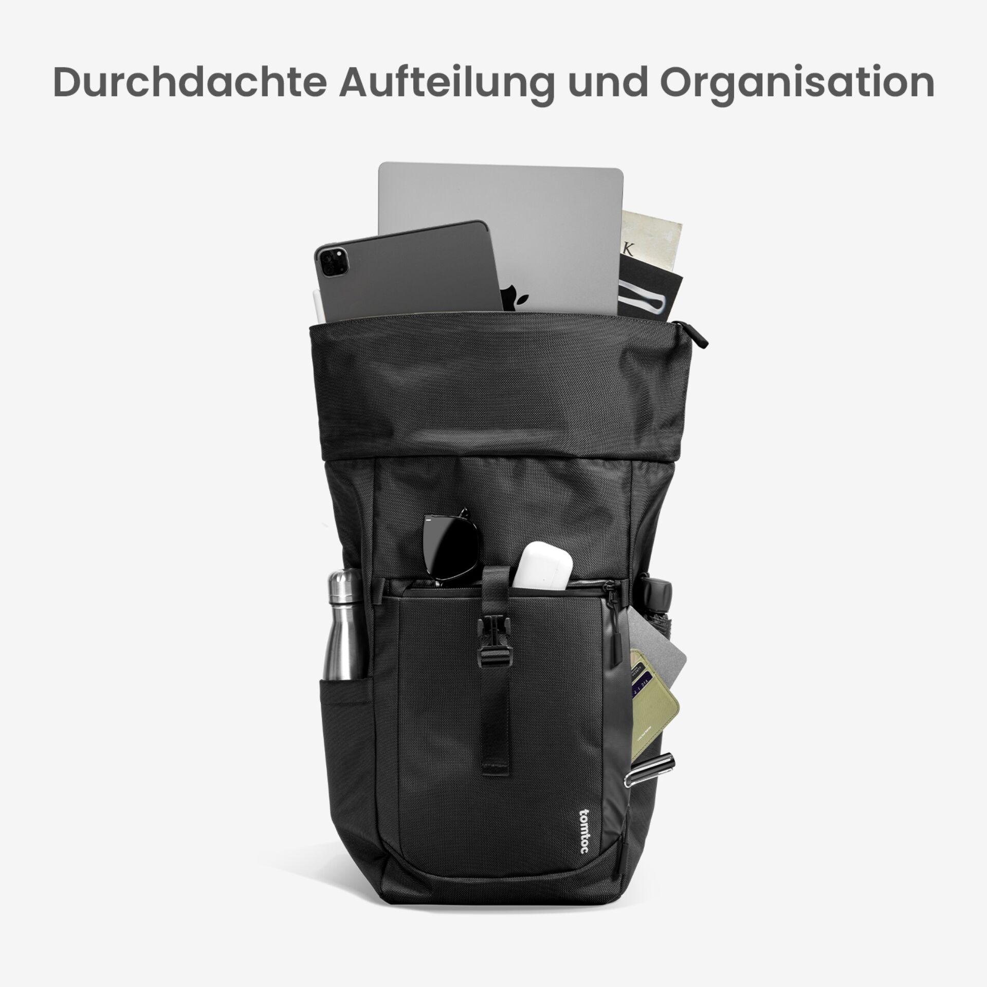 Rucksack, Rucksack, Laptop-Fach, Vordertasche, Schwarz