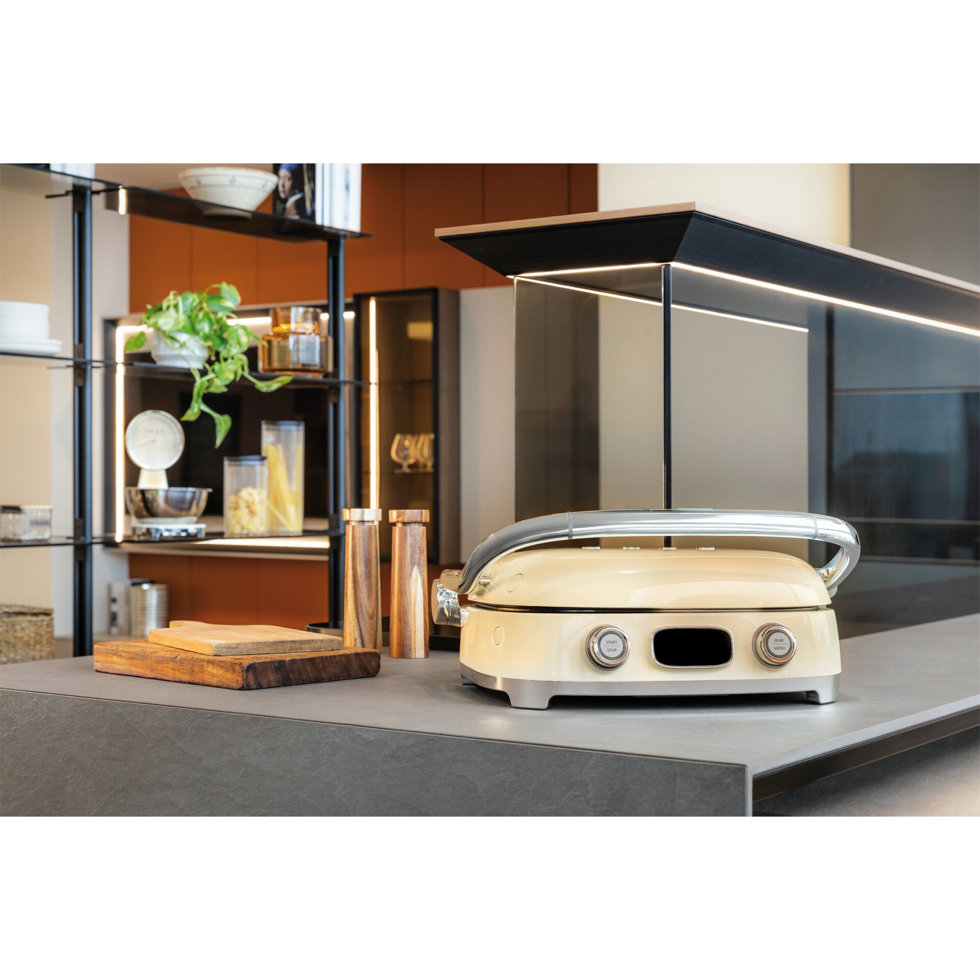 Grillplatte, Kontaktgrill, Elektrogrill, Küche, Beige