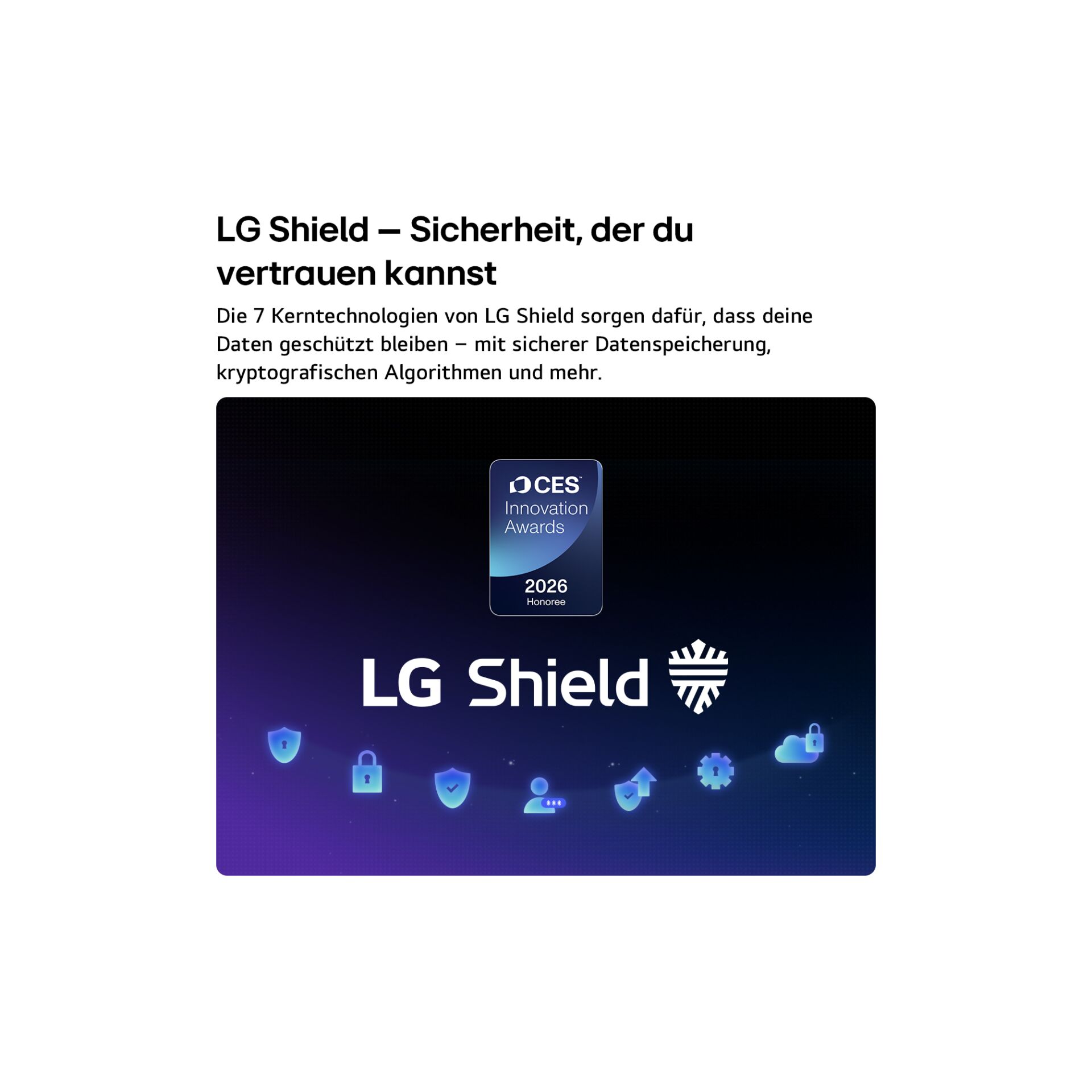 LG Shield, Sicherheit, Software, Symbole, Auszeichnung