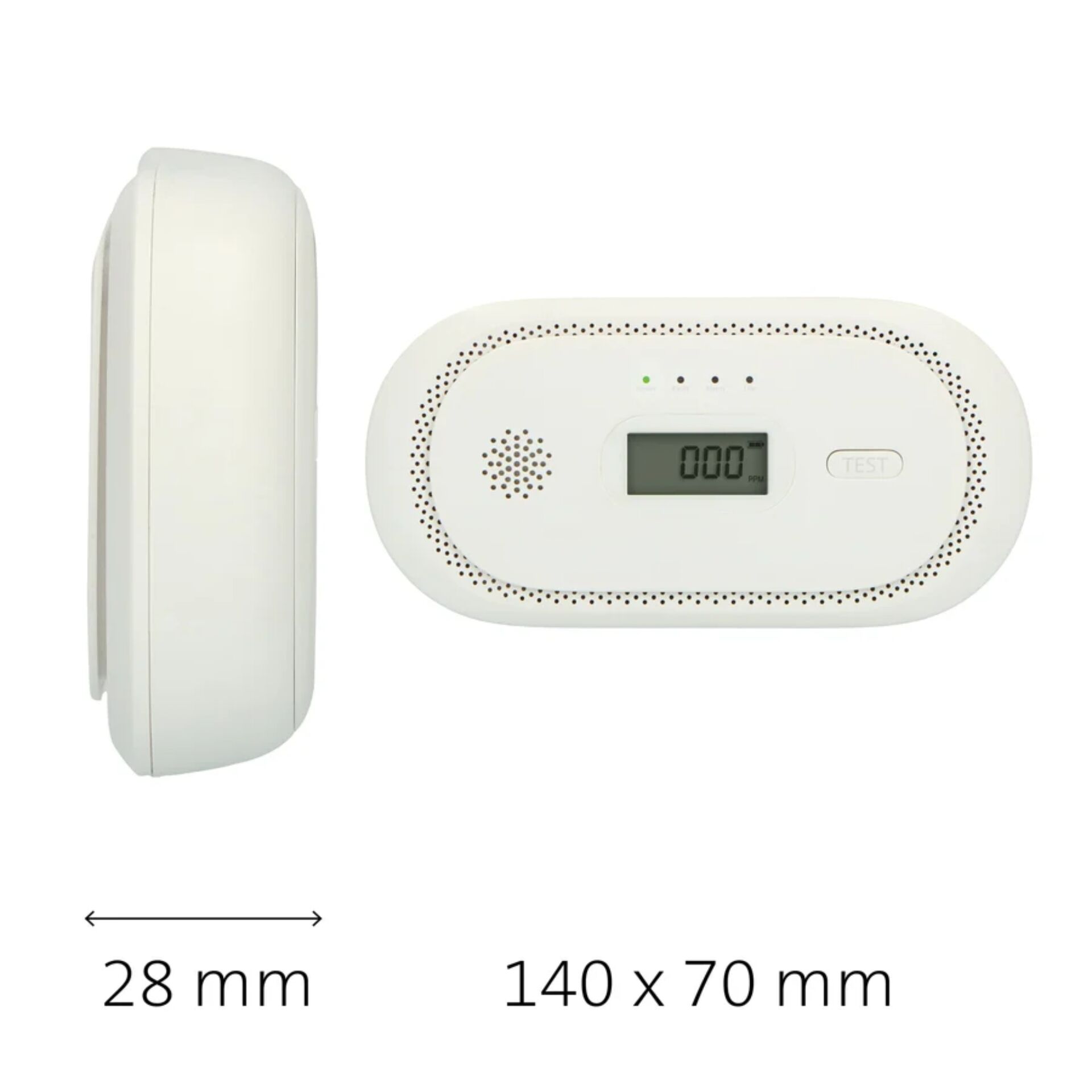 Gasmelder, Kohlenmonoxidmelder, CO-Melder, digitales Display, Wandmontage