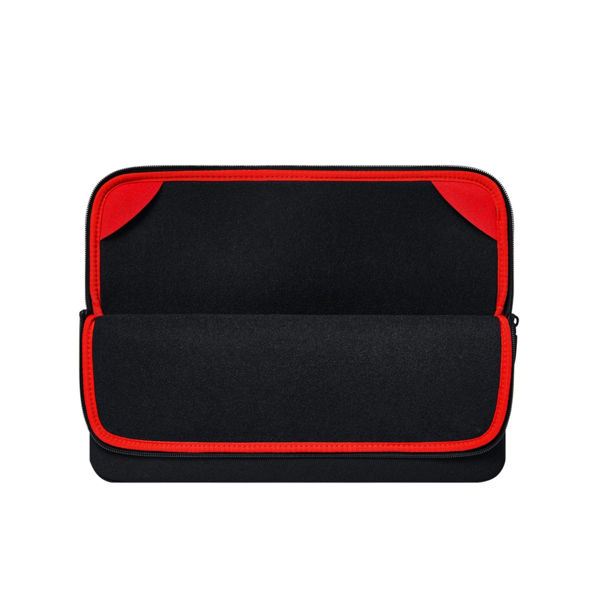 Laptop-Hülle, Schwarz, Roter Reißverschluss, Neopren, Gepolstert