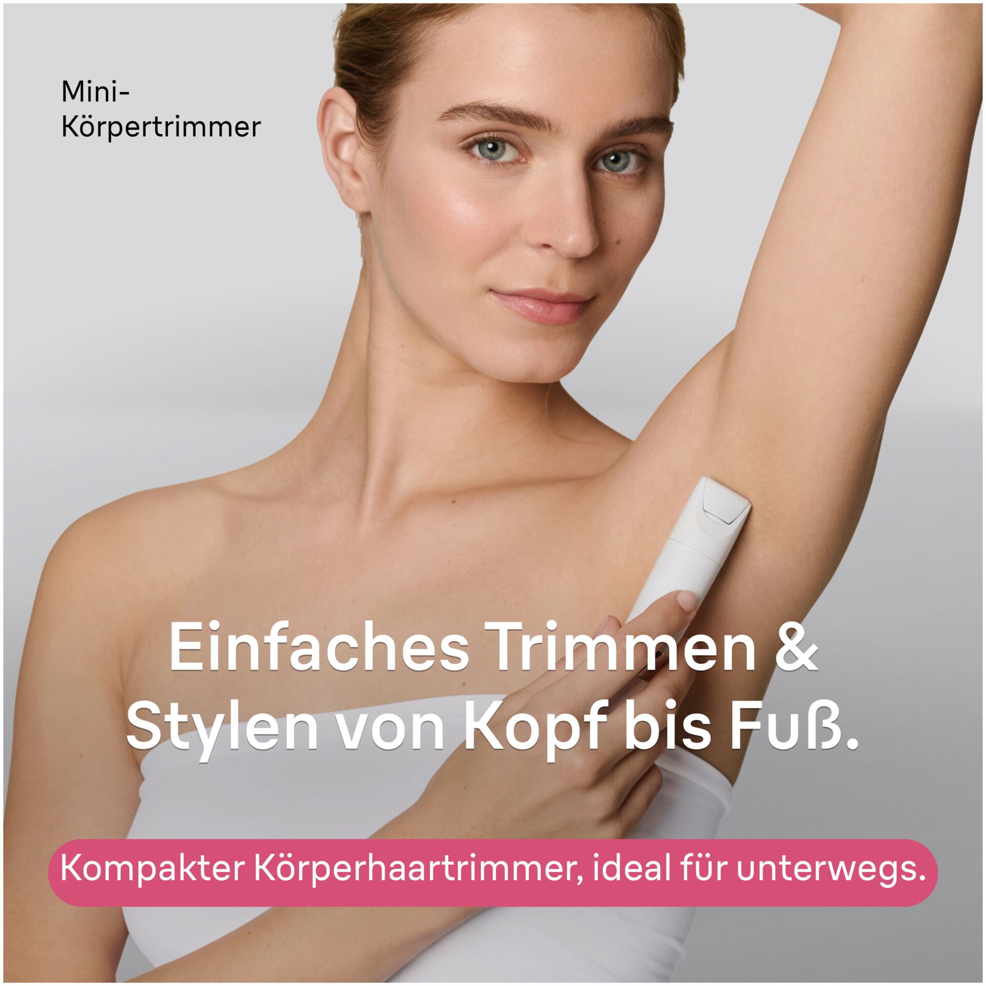 Körperhaartrimmer, Mini-Trimmer, kompakt, weiß, Haarentfernung