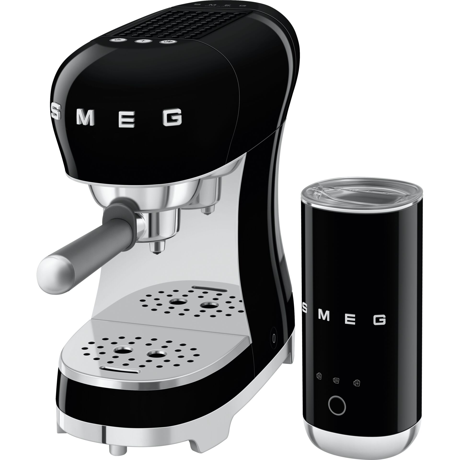 Espressomaschine, Kaffeemaschine, Portafilter, Milchbehälter, schwarz