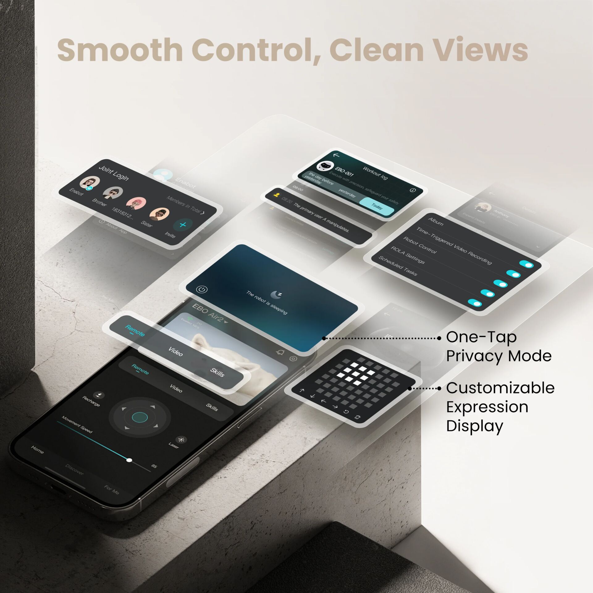 Smartphone, UI Panels, Privacy mode, Expression display, Customizable