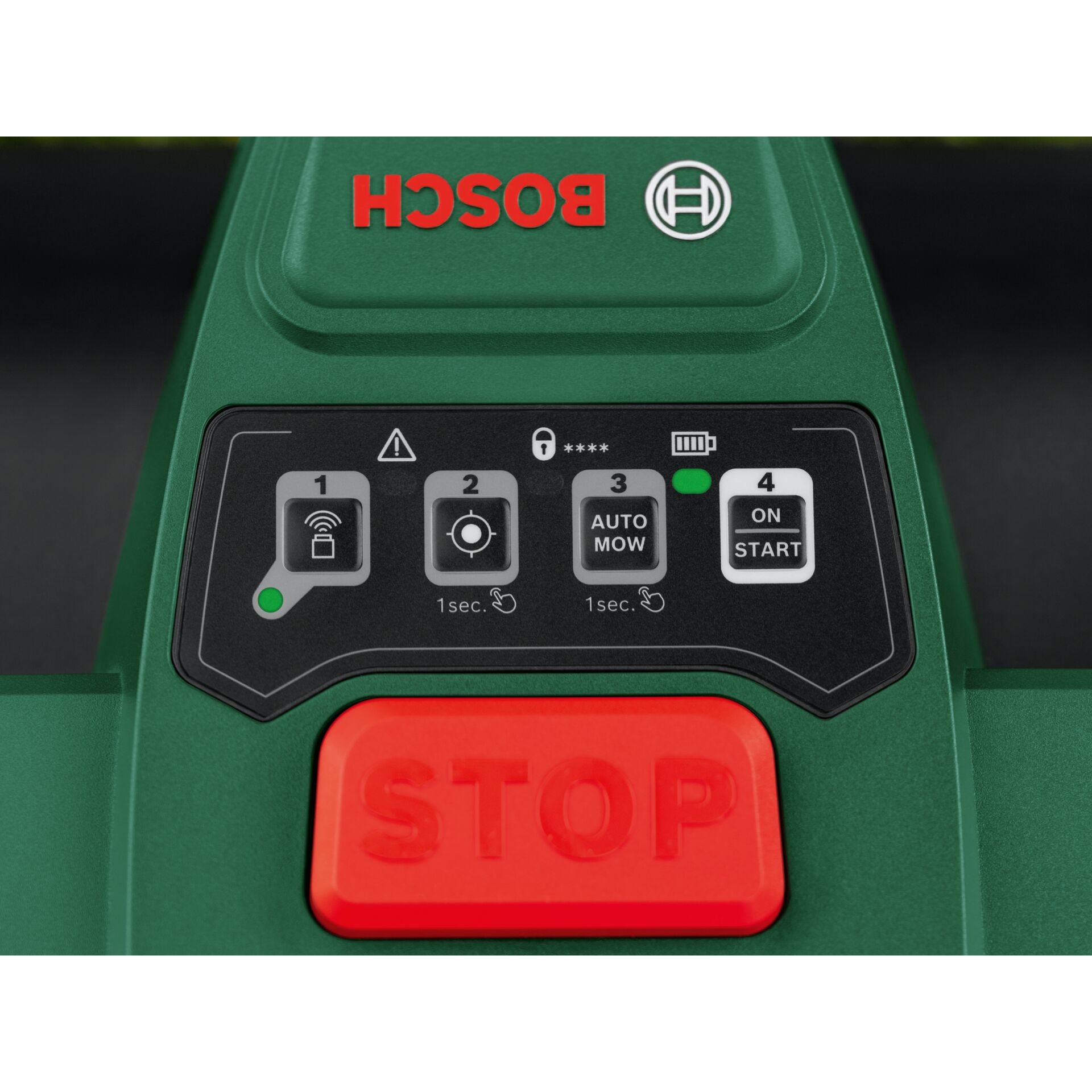 Gras-Rasenmäher, Stop-Taste, Betriebsbedienfeld, Auto-Mow, Bosch