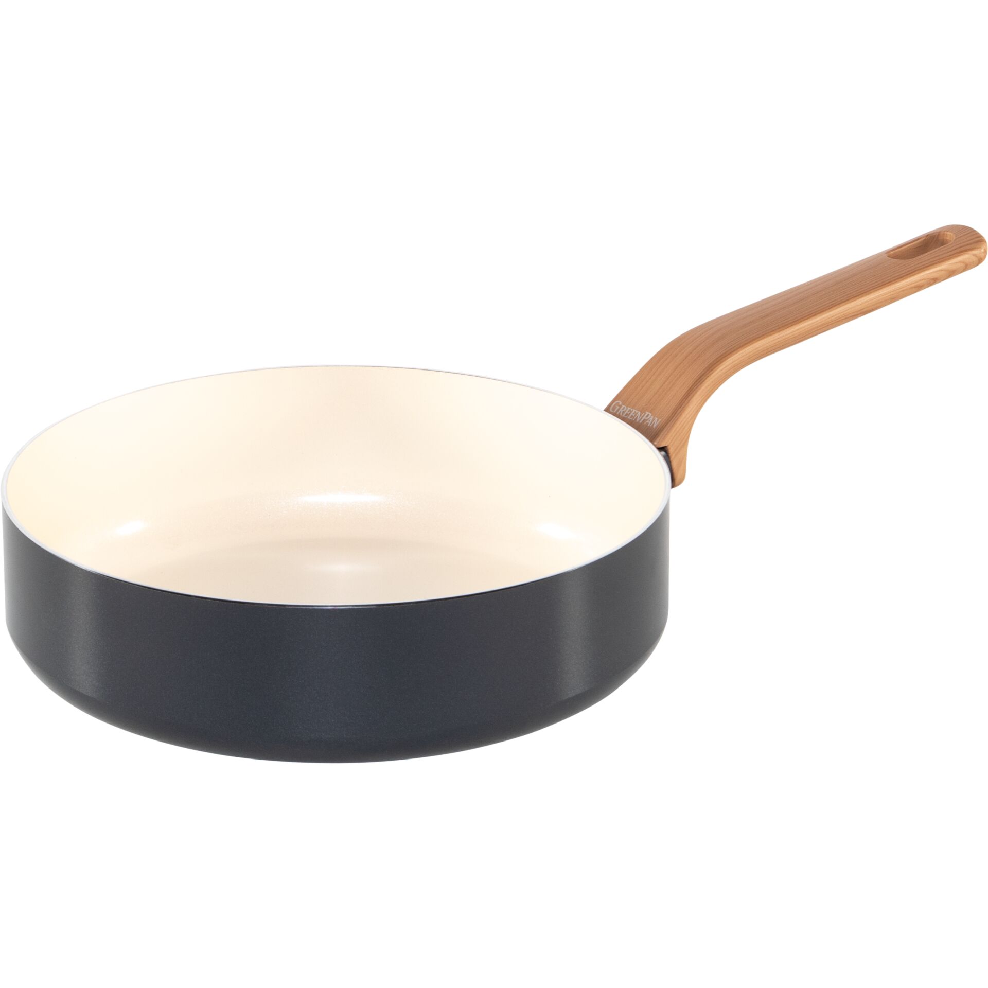 Pfanne, Antihaft, Schmorpfanne, Holzgriff, Ø flach