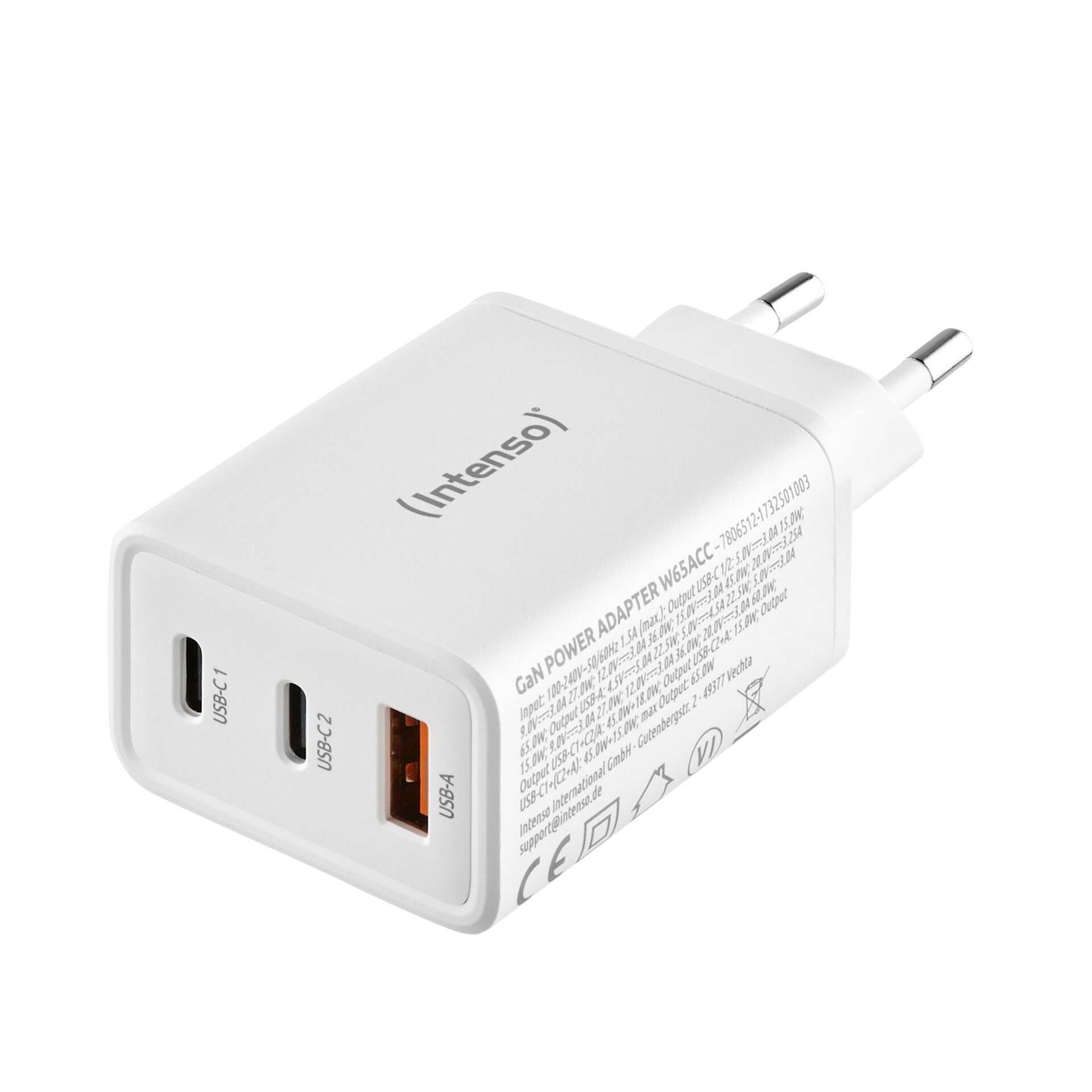 Adapter, Elektronik, Stecker, USB-C, USB-A, USB-Ladegerät, GaN, Intenso Netzadapter