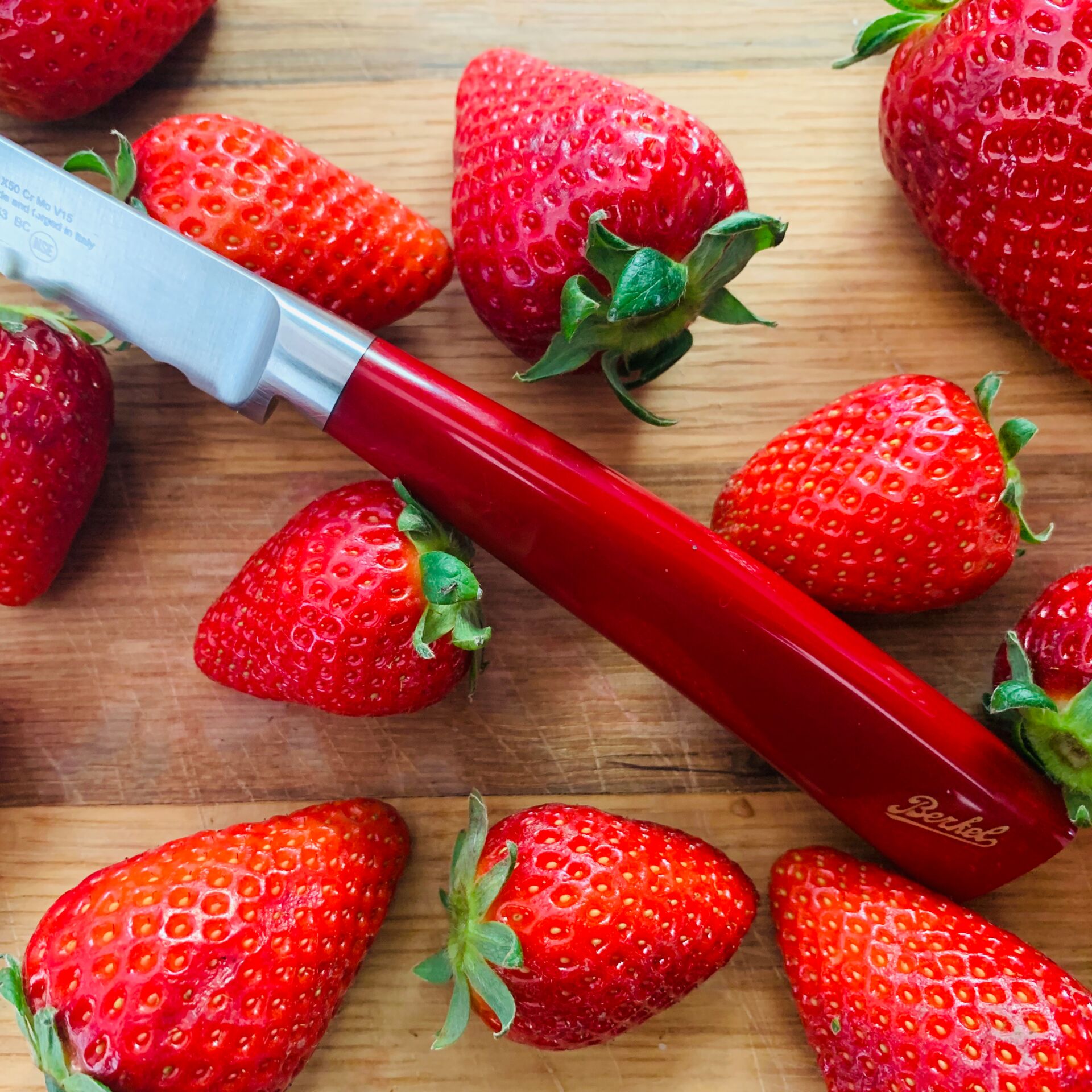 erdbeeren, messer, küche, rot, frisch