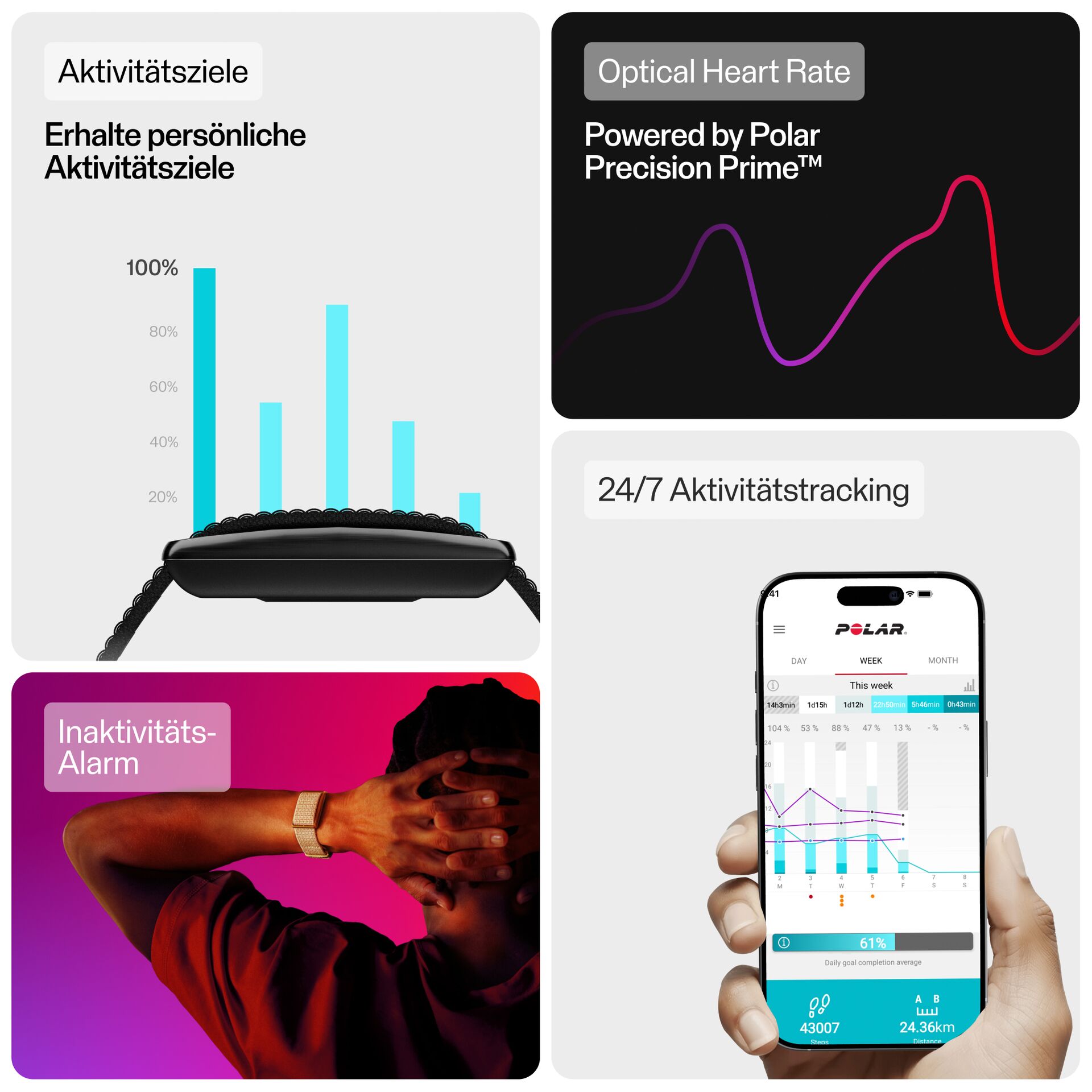 Armbanduhr, Smartwatch, Fitness-Tracker, Polar, Herzfrequenz