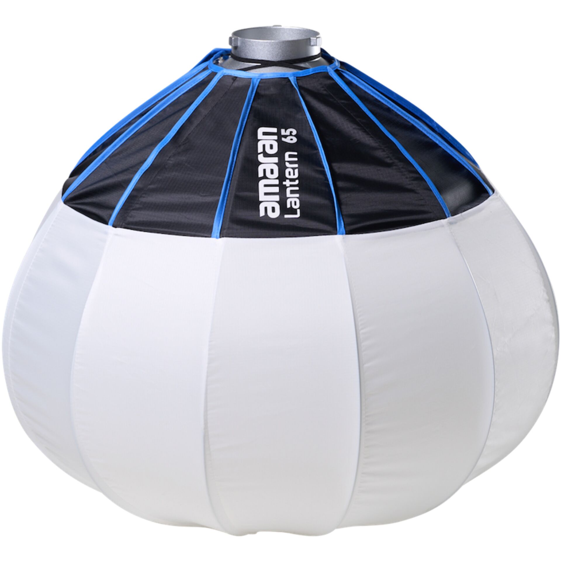 Laternen-Softbox, weiß-schwarz, blauer Rahmen, segmentierte Form, Lichtformer
