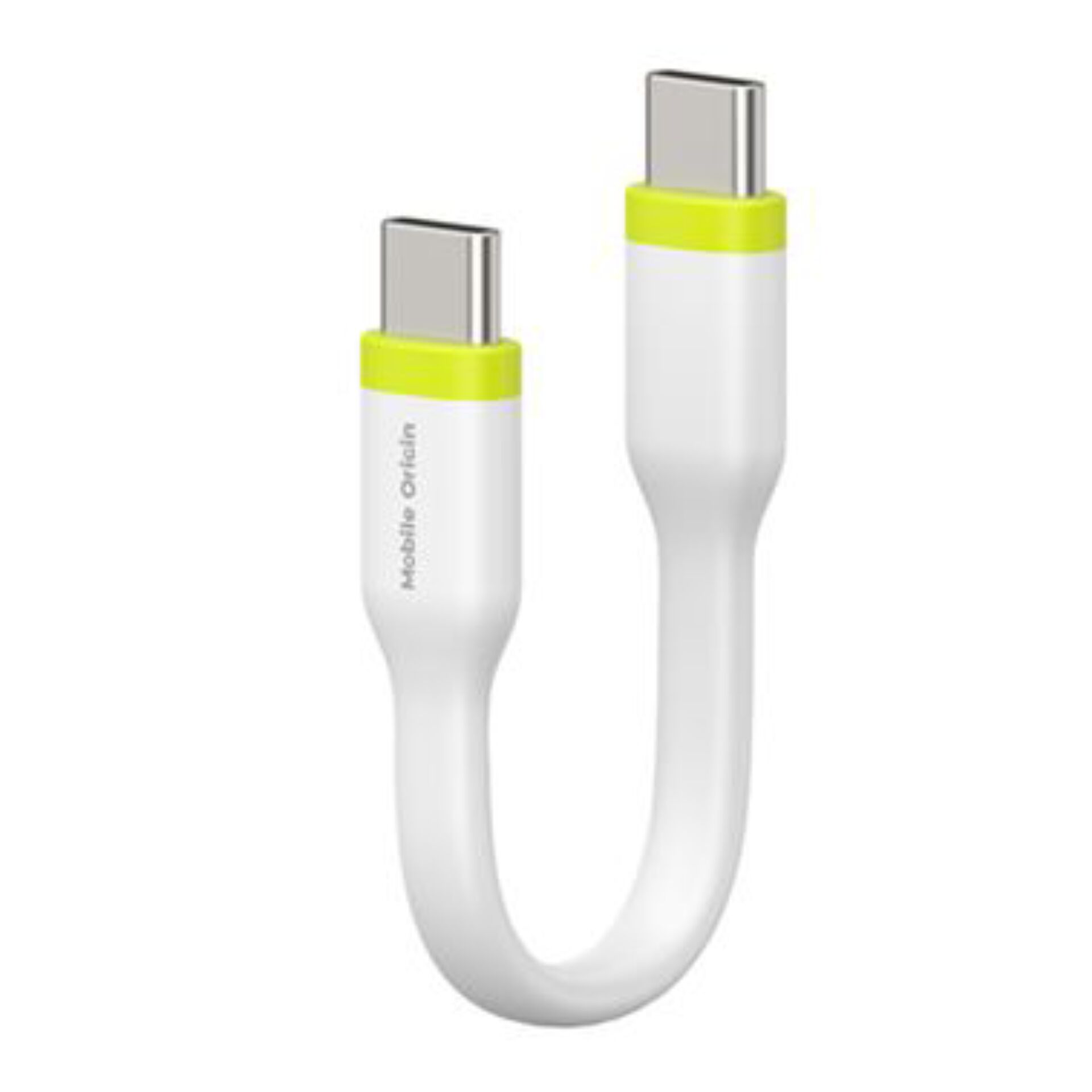 USB-C‑to‑USB‑C‑Kabel, kurzes USB‑C‑Kabel, weißes Kabel, neongelb Akzent, beidseitiger Anschluss