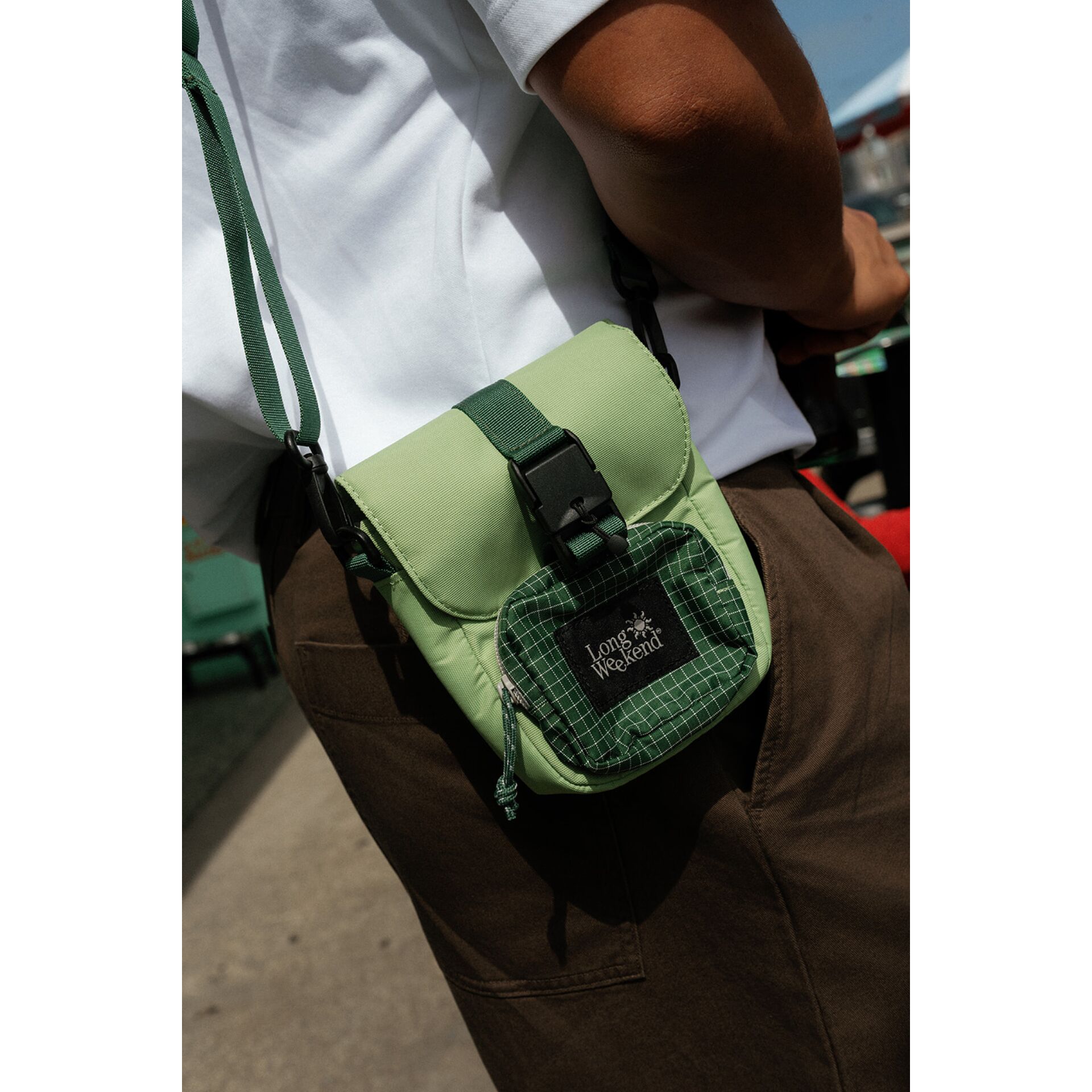 Crossbody-Tasche, grüne Tasche, Mini-Portemonnaie, Canvas-Material, verstellbarer Gurt