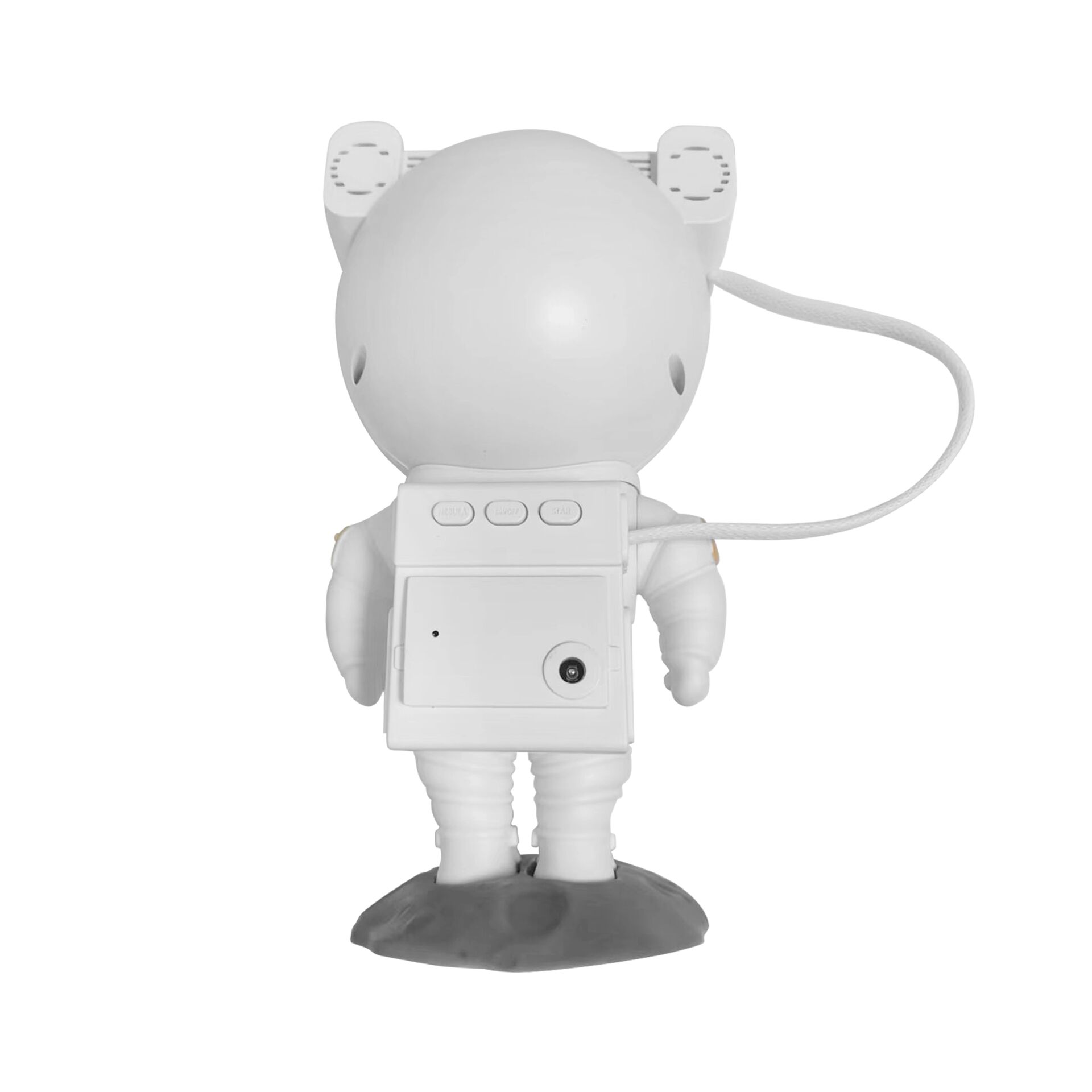 Plüschfigur, Astronaut, Kamera-Backpack, weiße Figur, Halterung/Standfuß