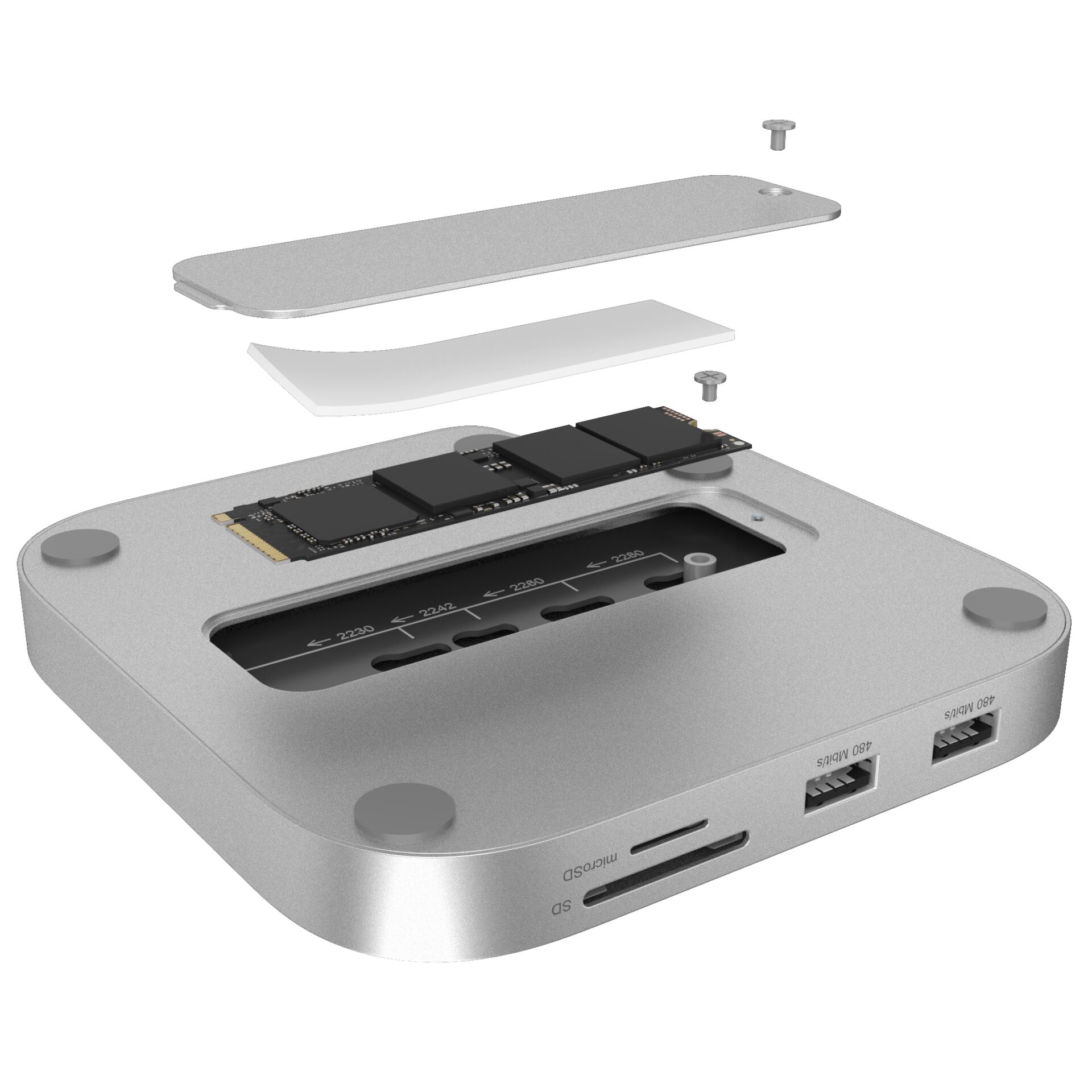 Mini-PC, Schnittstelle, SSD, Aluminium, Gehäuse