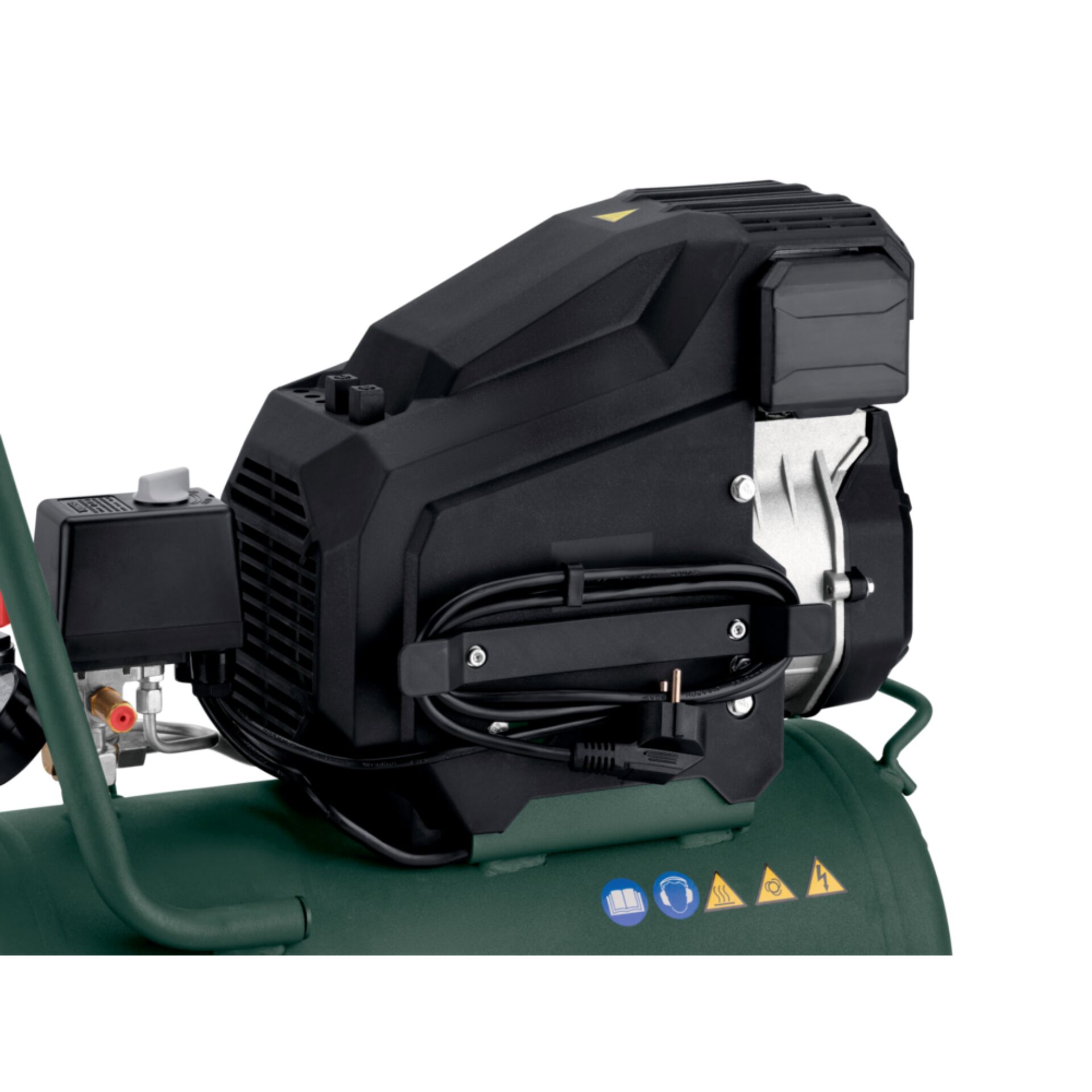 Motorsäge, Gasdrucktanks?, Kompressor?, Motorblock, Grün