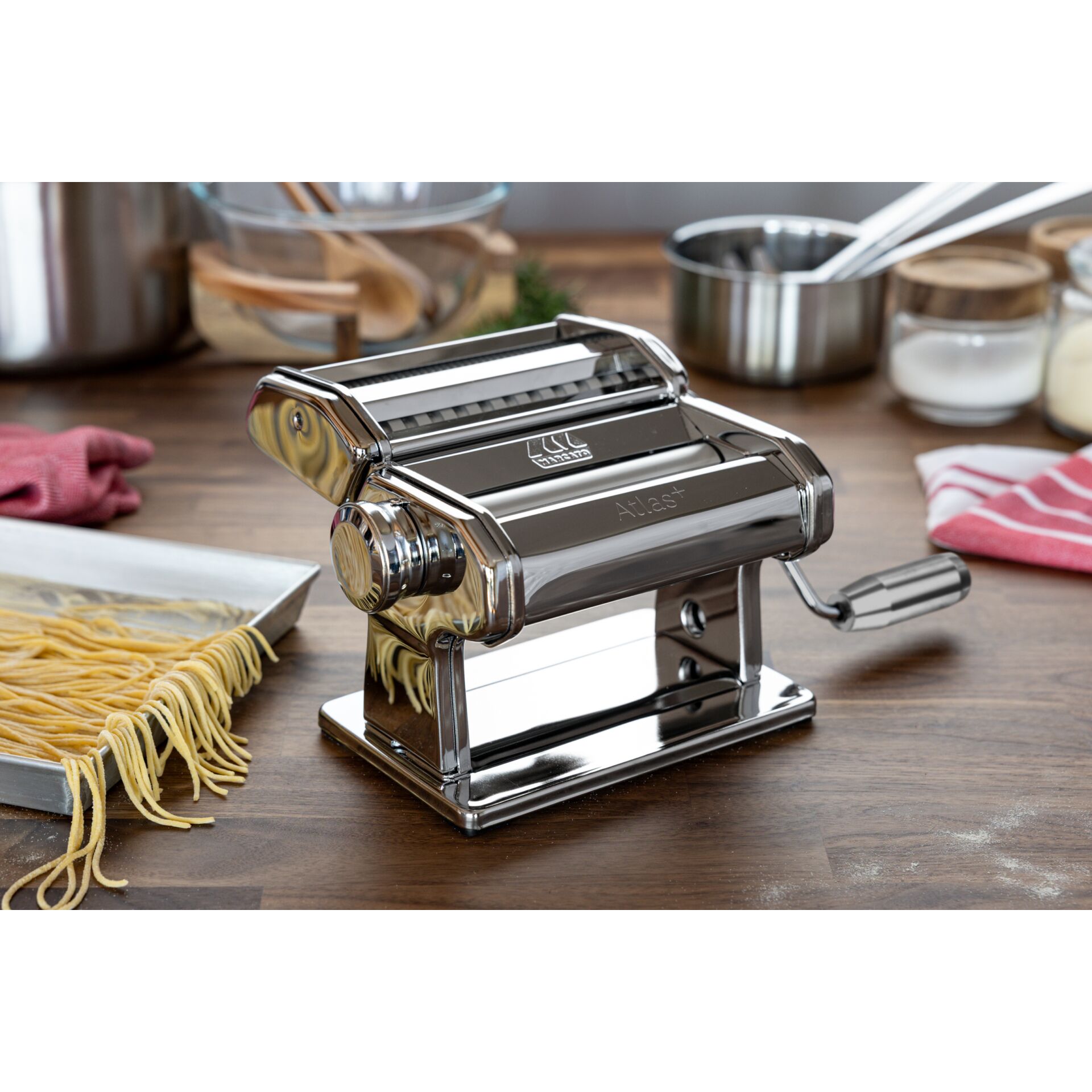 Pasta machine, Nudelnmaschine, Metall, Chrome, Küchenwerkzeug