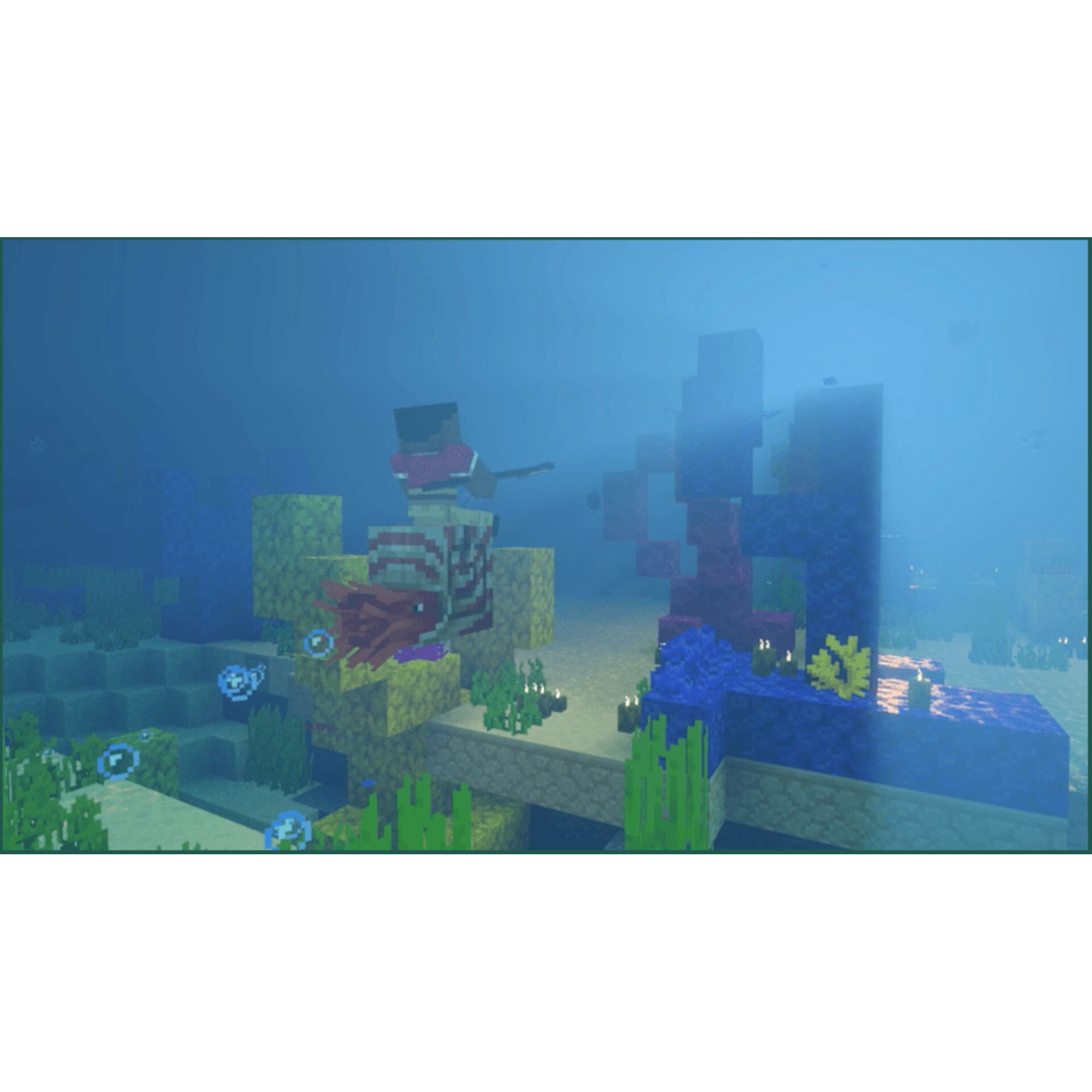 unterwasser, minecraft, korallen, unterwasser-szene, blockige-grafik
