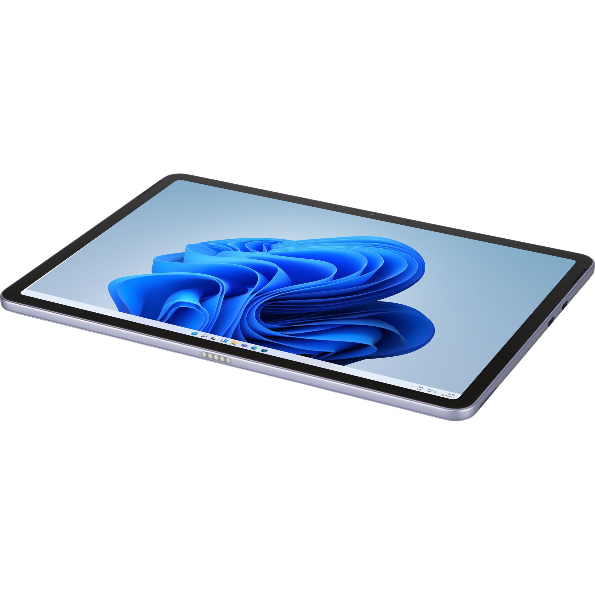 tablet, touchscreen, blau, schlank, rand-zu-rand