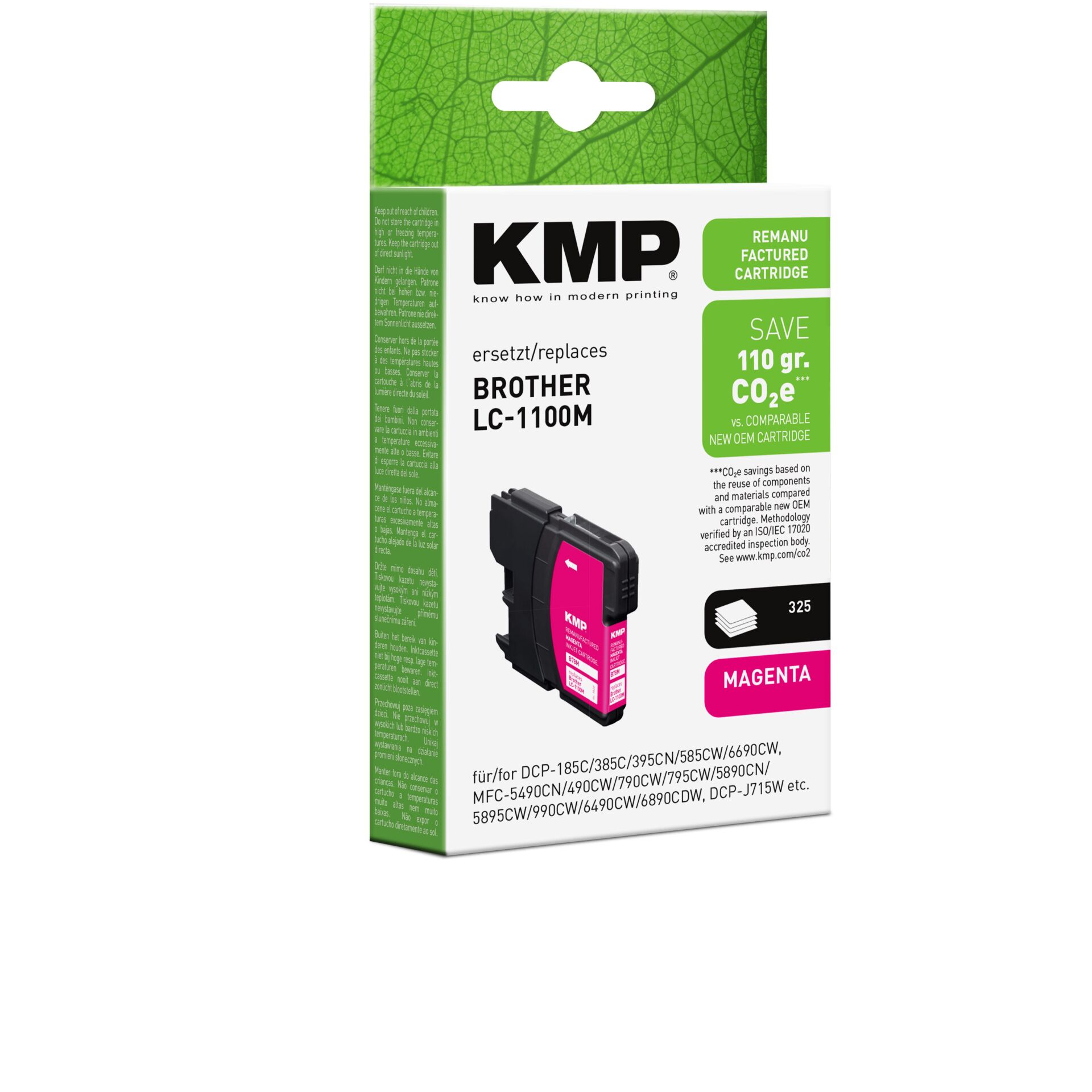 Adapter, Elektronik, QR Code, Tintenpatrone, Magenta, KMP, Brother LC-1100M, OEM-Ersatz