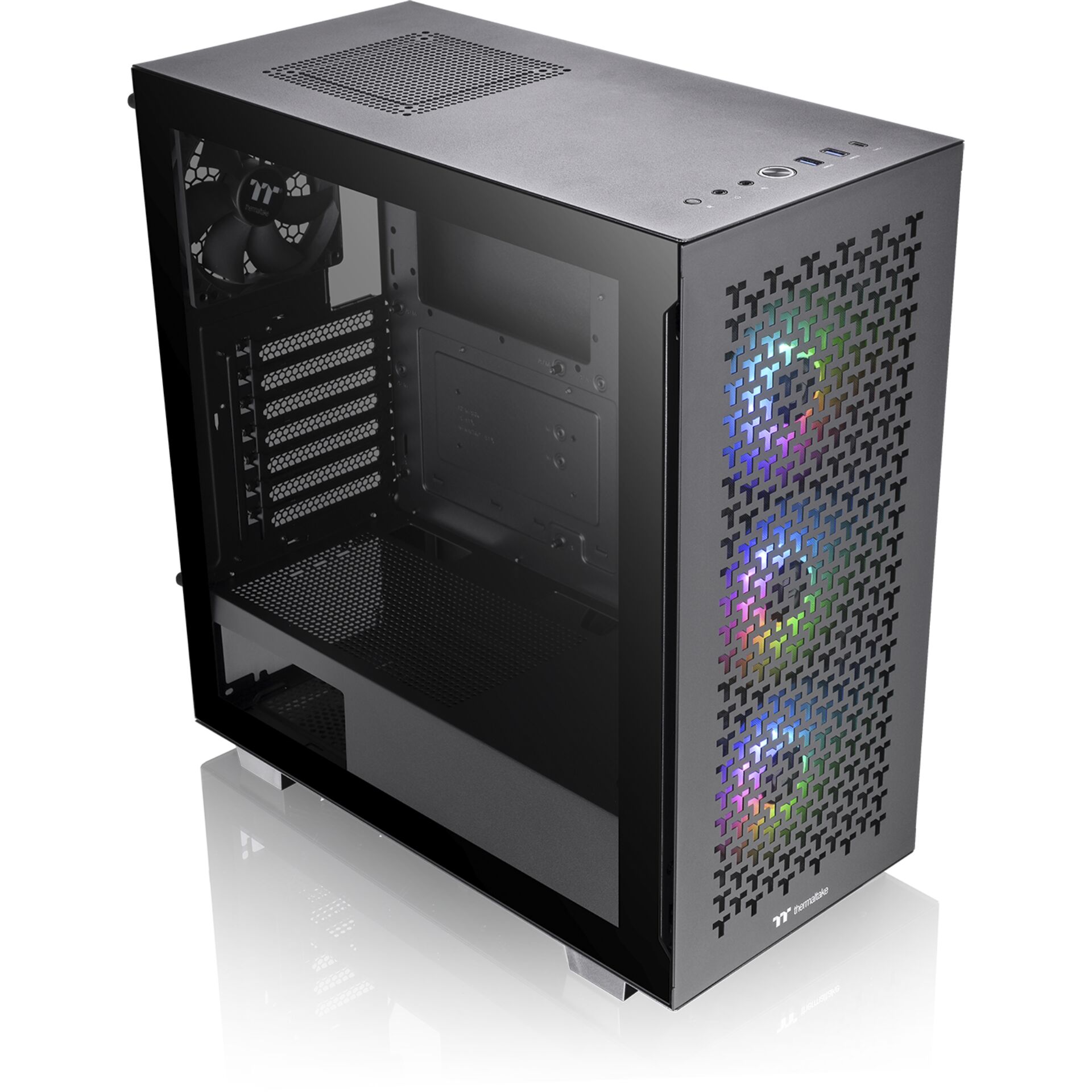 PC-Gehäuse, Mid-Tower, RGB-Beleuchtung, Mesh-Seitenwand, ATX-kompatibel