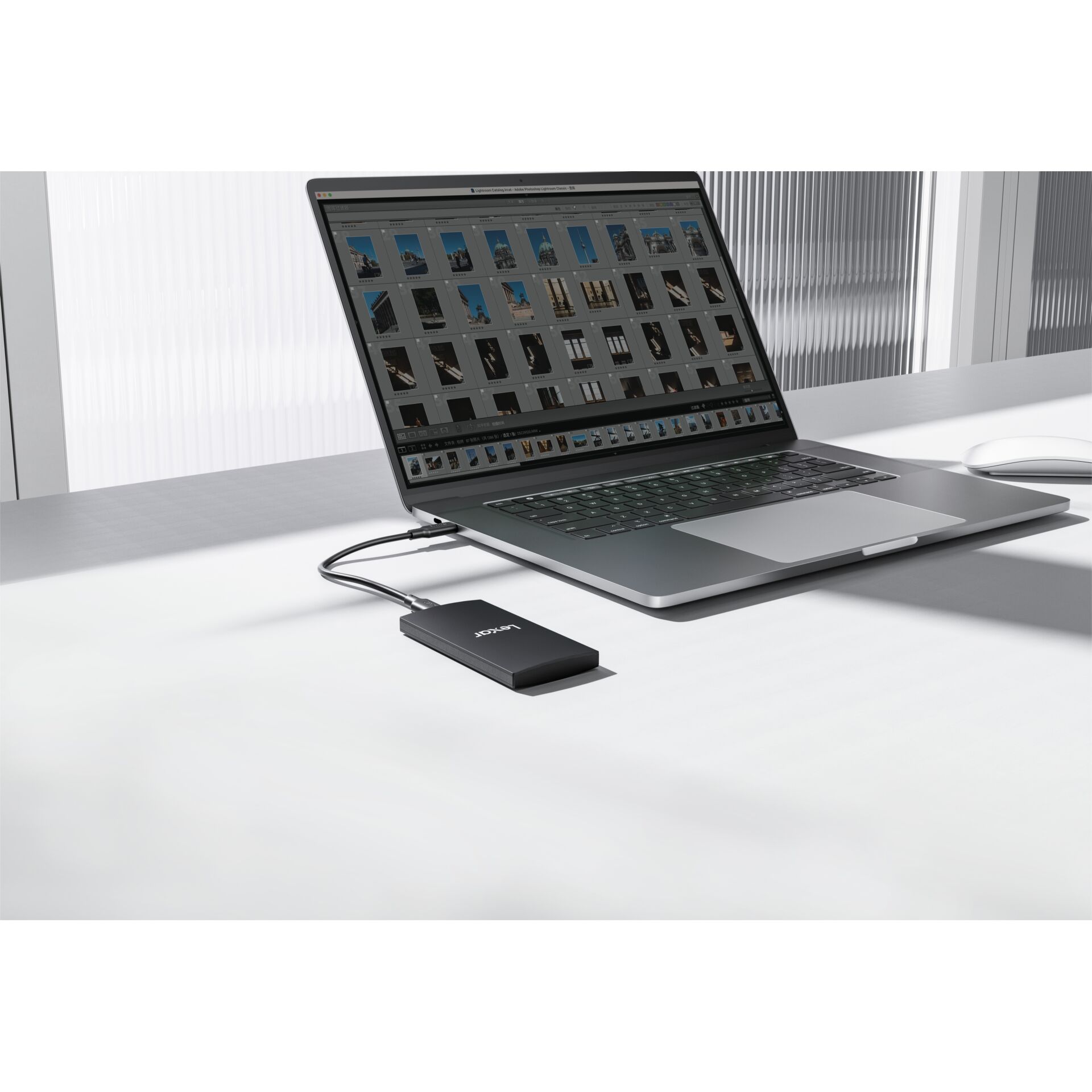 externe Festplatte, USB-C, Laptop, Speicher, Arbeitsplatz