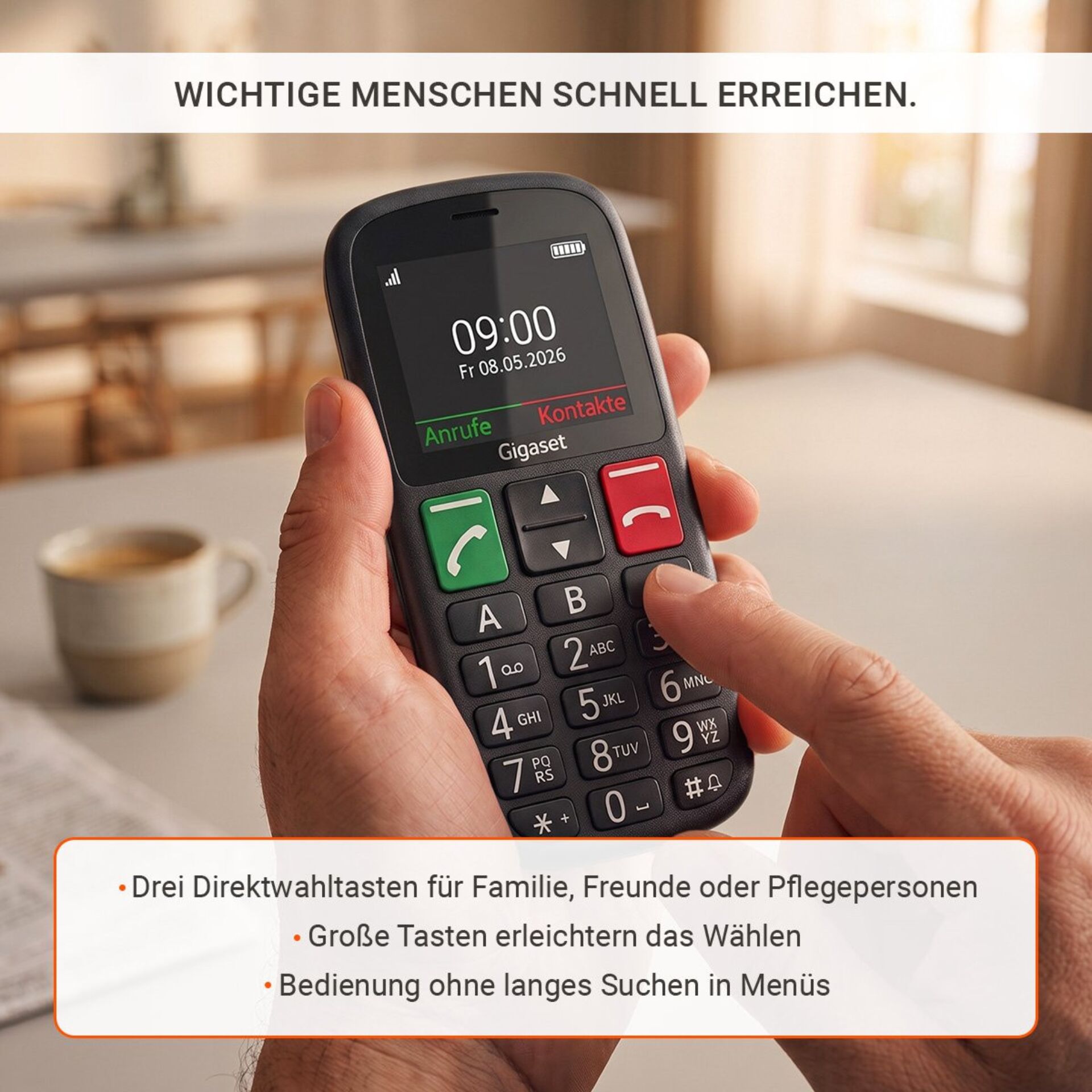 Telefon, Gigaset, Seniorenhandy, Klapptelefon, großeTasten