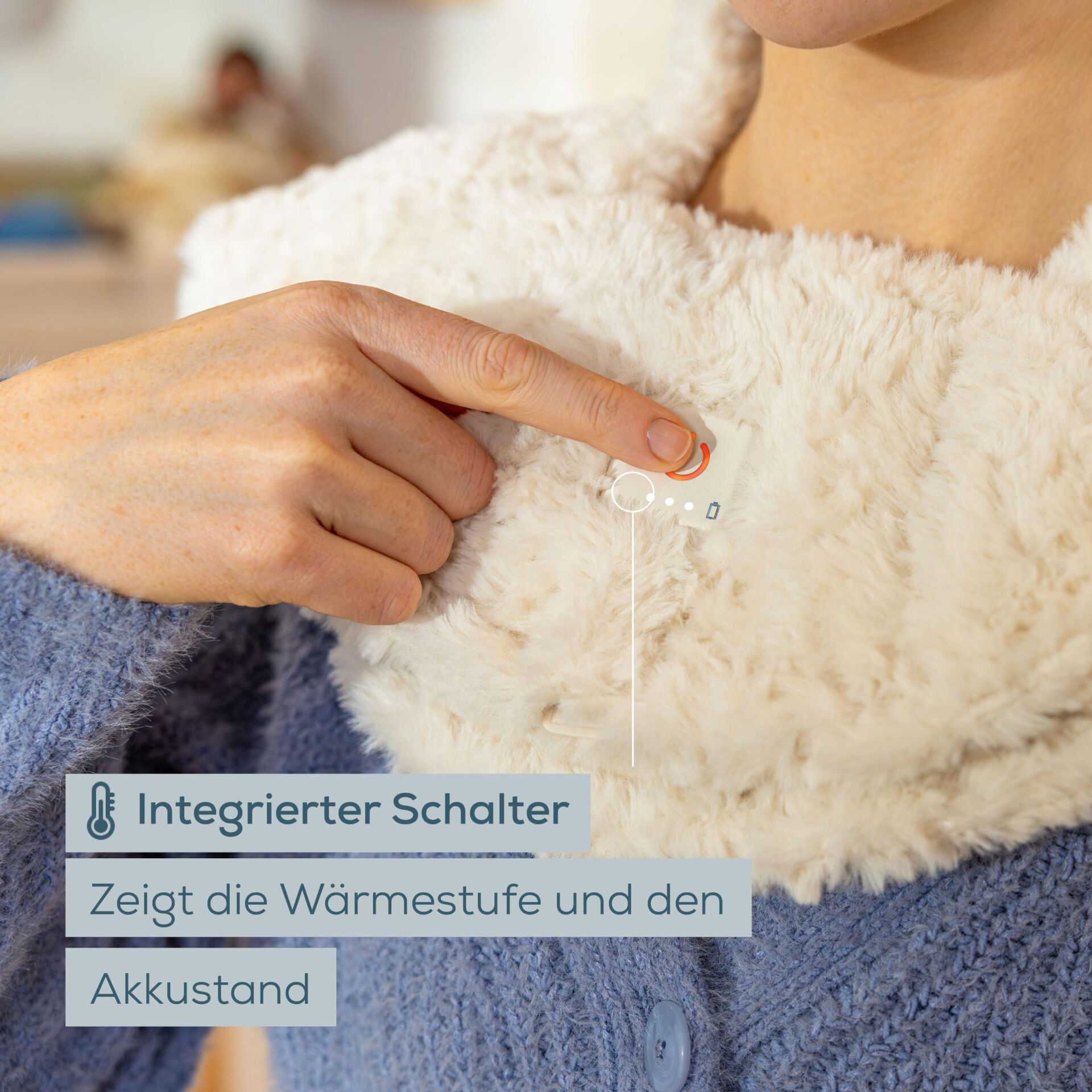 Fleece, Kragen, Knopf, Thermofunktion, Schulterbereich
