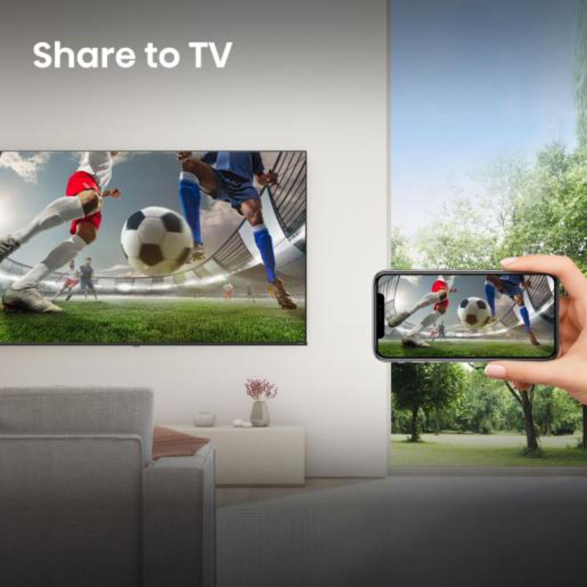 Fernseher, Smart TV, Gaming display, Football match, Streaming mirroring