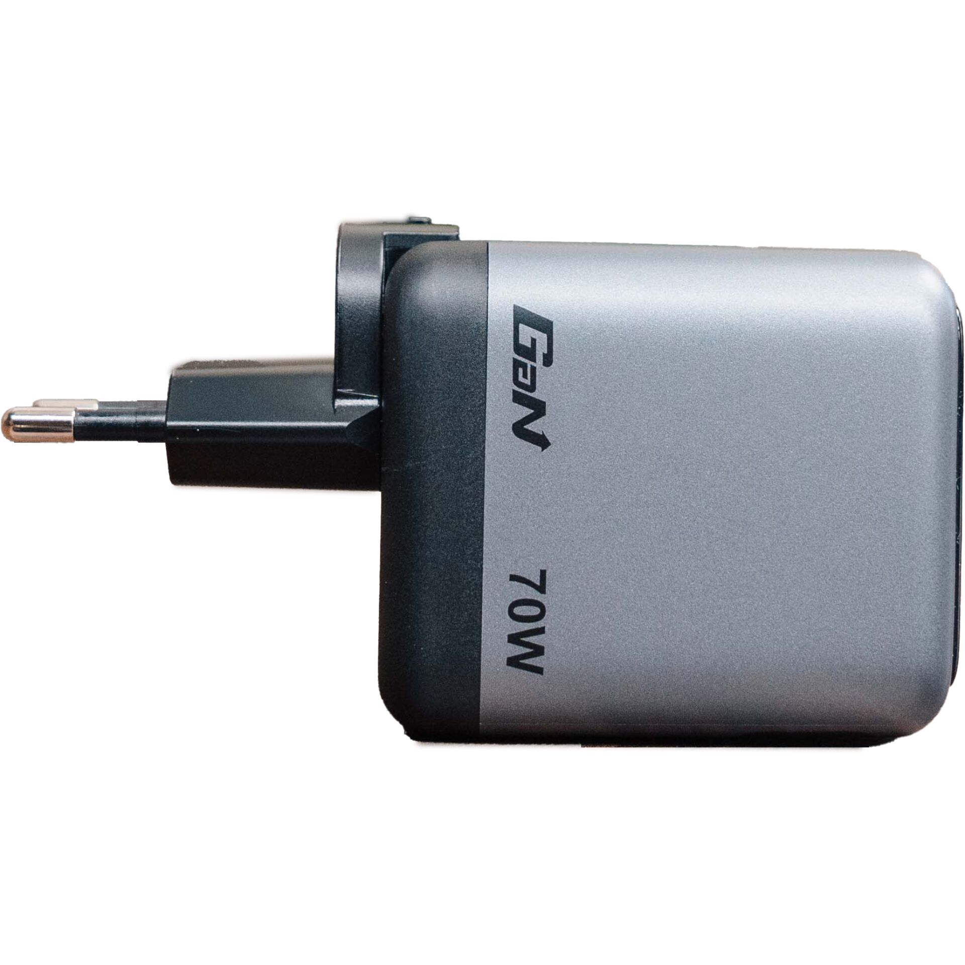 USB-C Ladegerät, Reiseladegerät, EU-Stecker, Kompakt, Metallischgrau