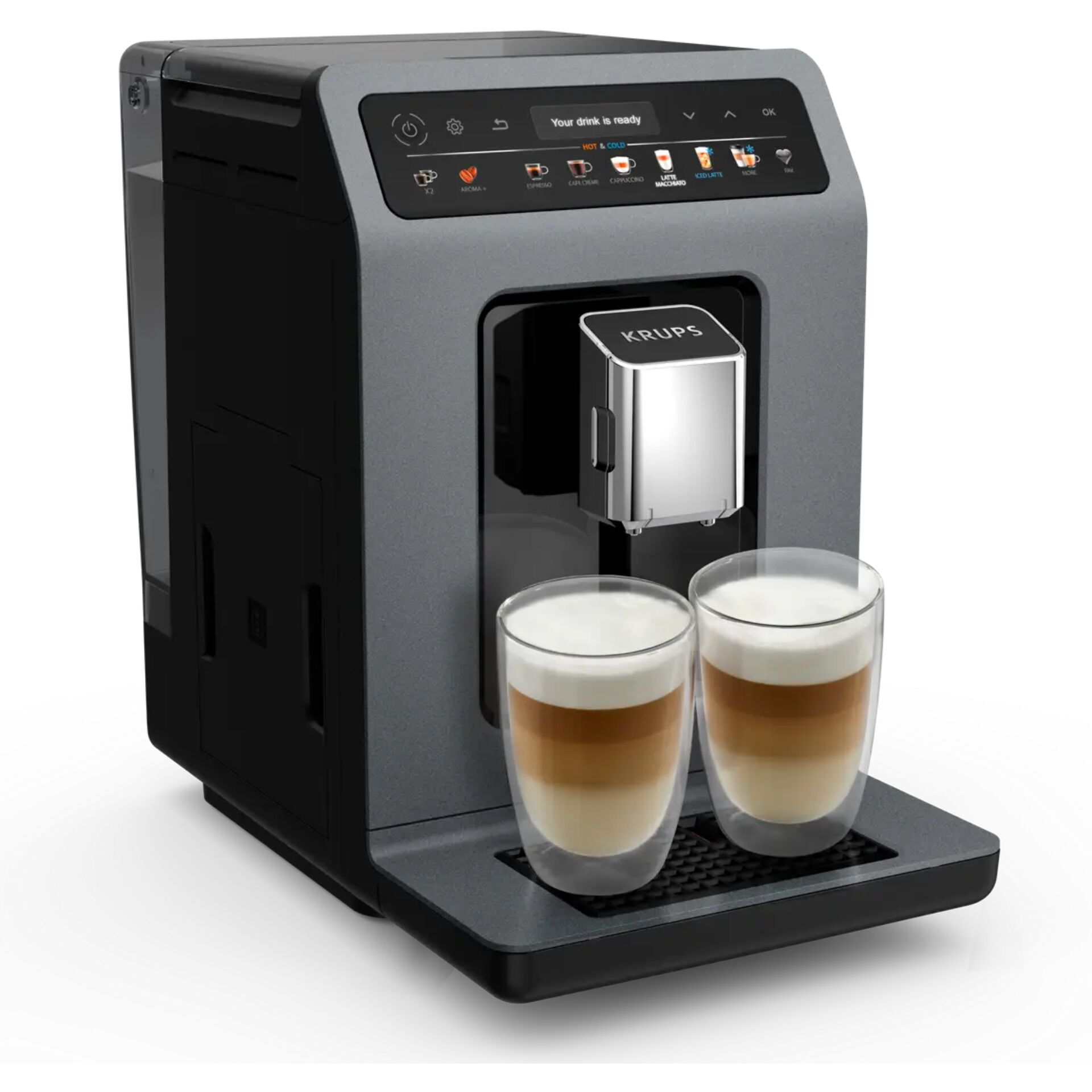 Kaffeemaschine, Kaffeeautomat, Espressoautomat, Kapselmaschine, 2 Gläser Kaffee