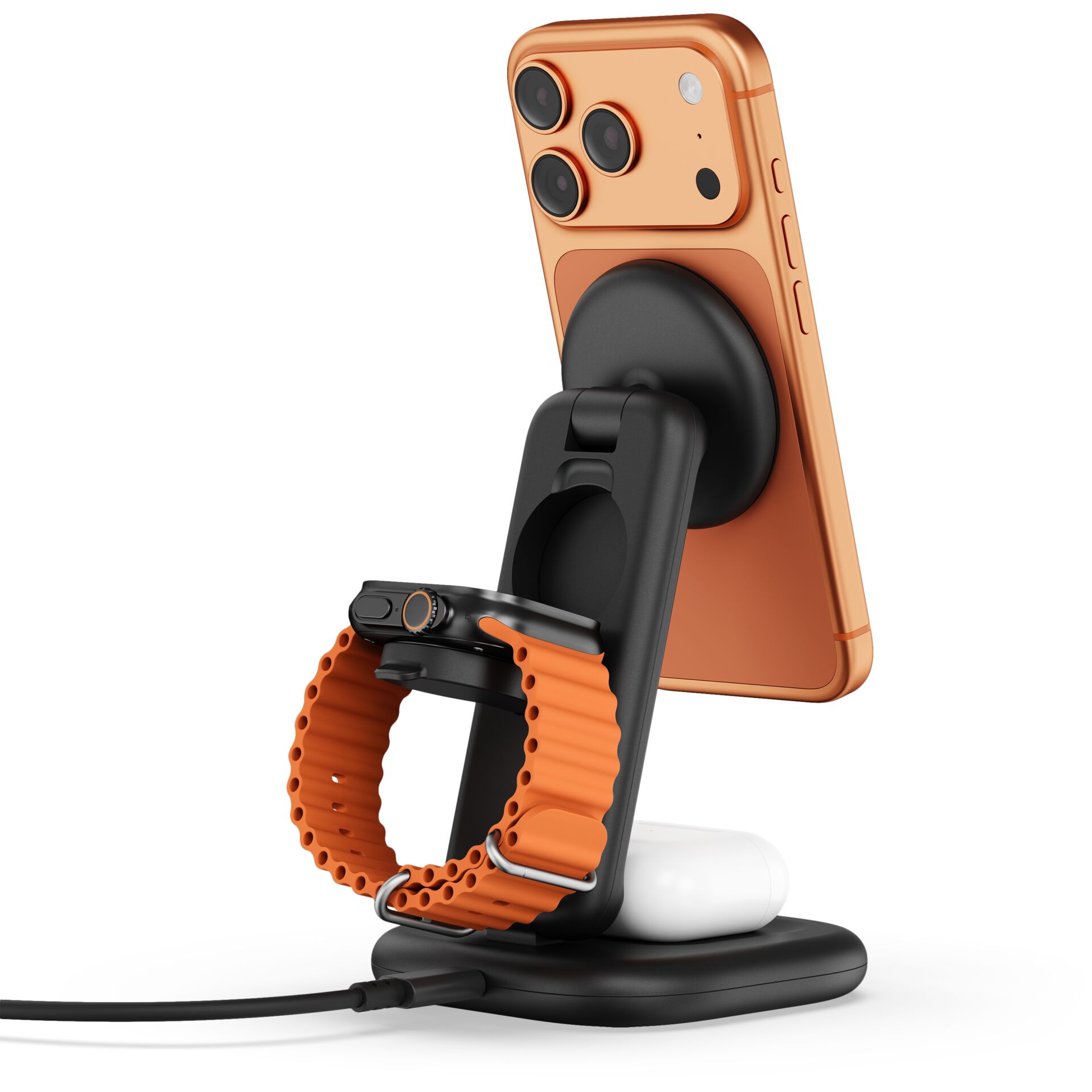 handheld-stabilizer, phone-stand, car-vent-clip, orange-phone, magnetic-strap