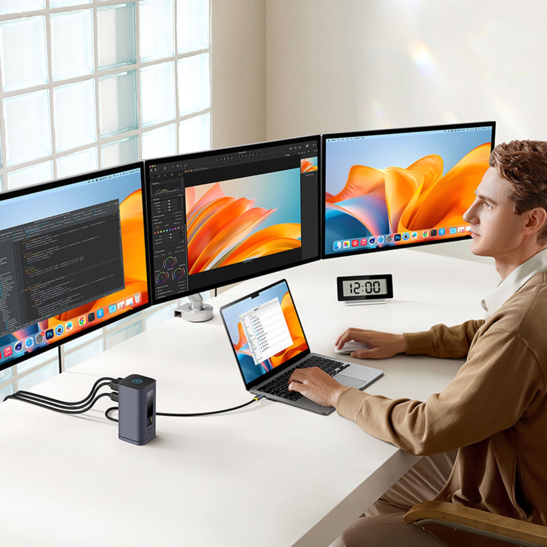 Tabelle, Schreibtisch, Laptop, Überwachen, Bildschirm