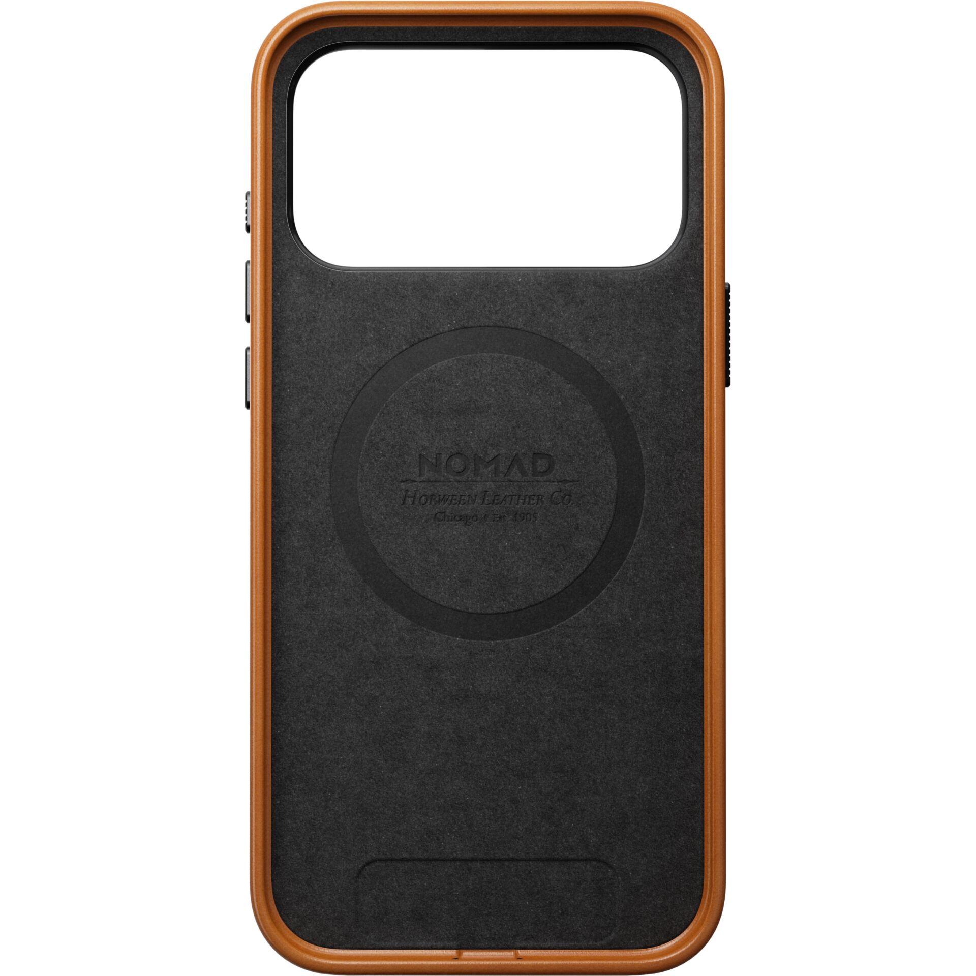 Hüllenrückseite, Magnetic Wireless Charger, Lederhülle, orange Rahmen, Faltbares Design