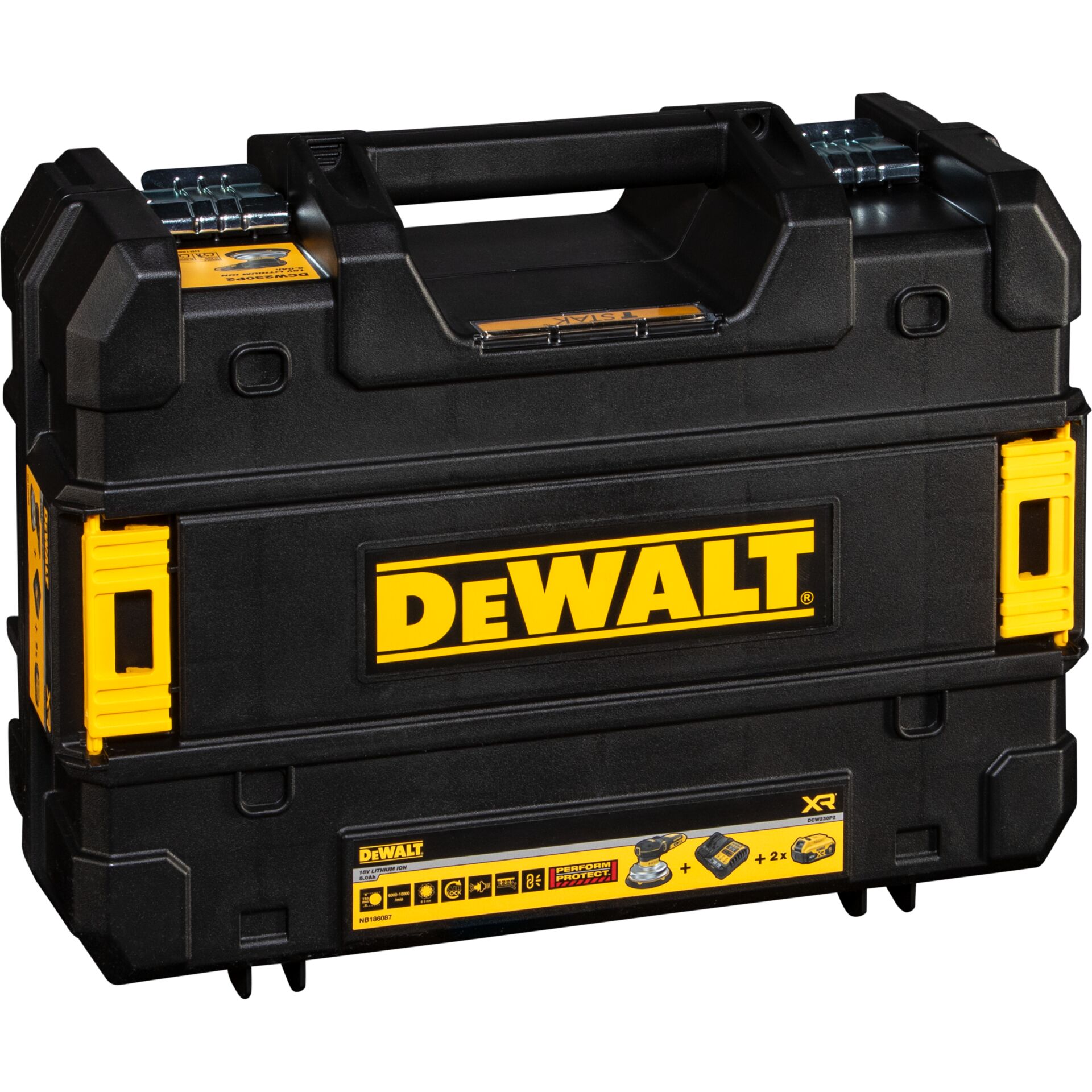 Akkuschrauber, 18V, DeWalt, XR, Akku, Werkzeugkoffer, Kunststoffkoffer, Schwarz-gelb, Tragegriff, Akku-Aufbewahrung