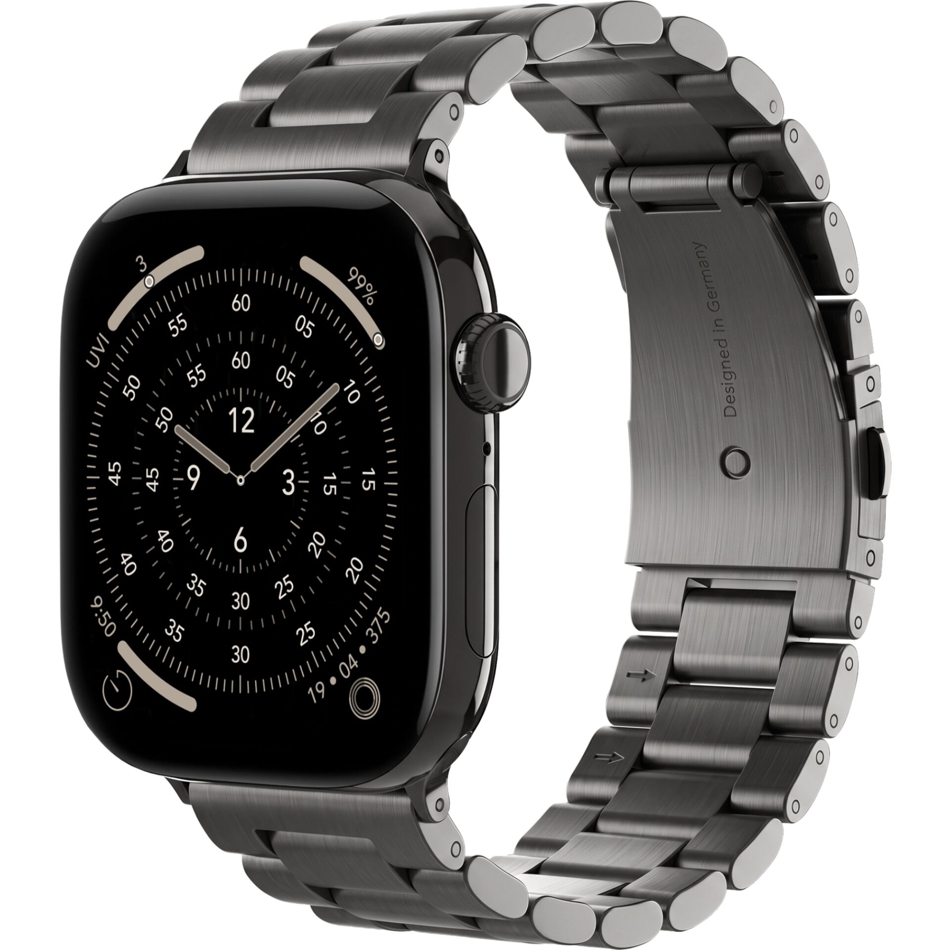 Smartwatch, Edelstahlarmband, Schwarzes Display, Digitaluhr, Metallgehäuse