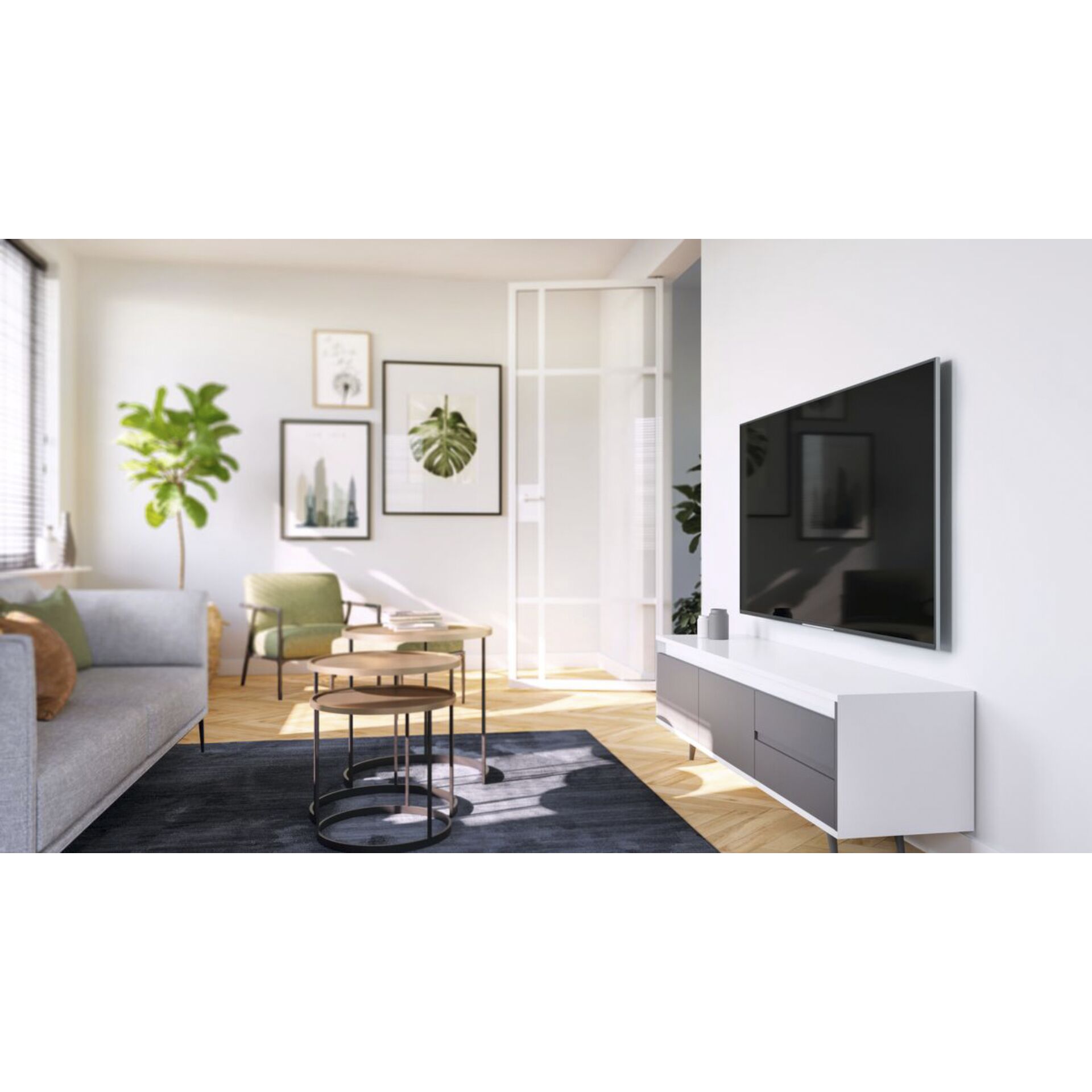 Innenarchitektur, Wohnzimmer, Bildschirm, Überwachen, Dekoration für Zuhause