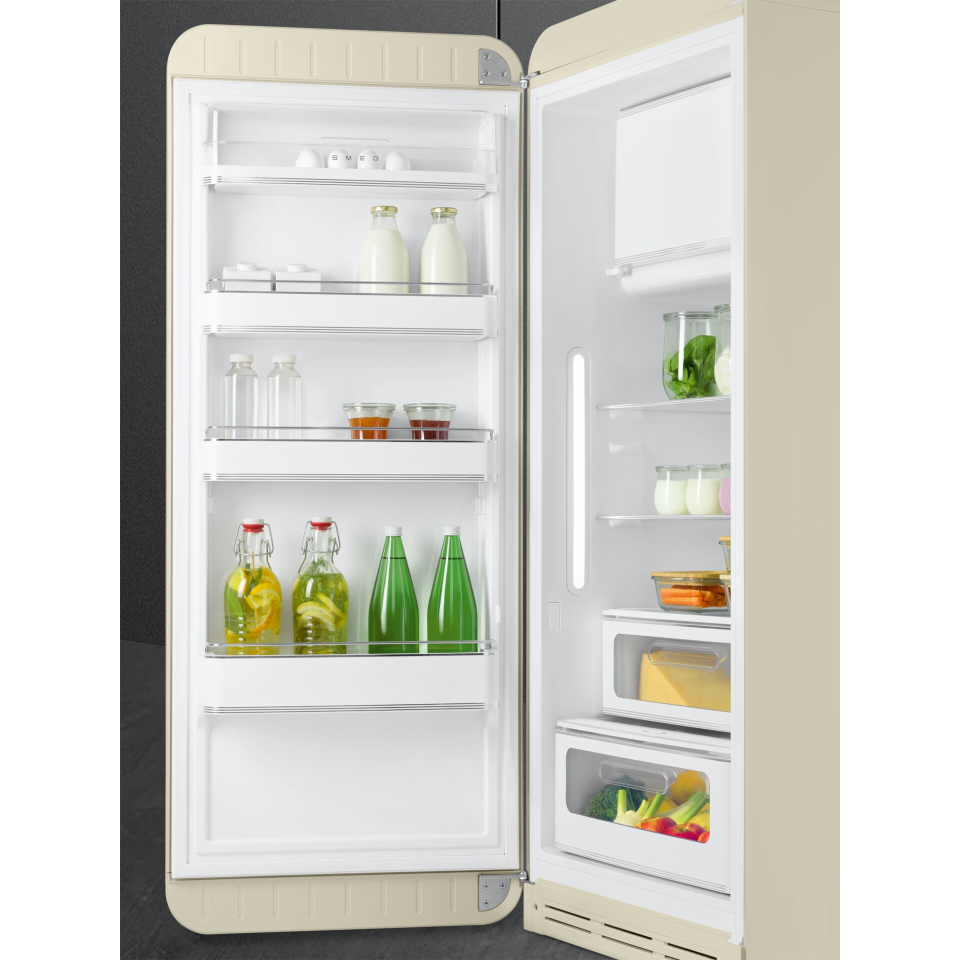 Kühlschrank, Einbaukühlschrank, Energiesparend, Beige Front, Glasflaschen