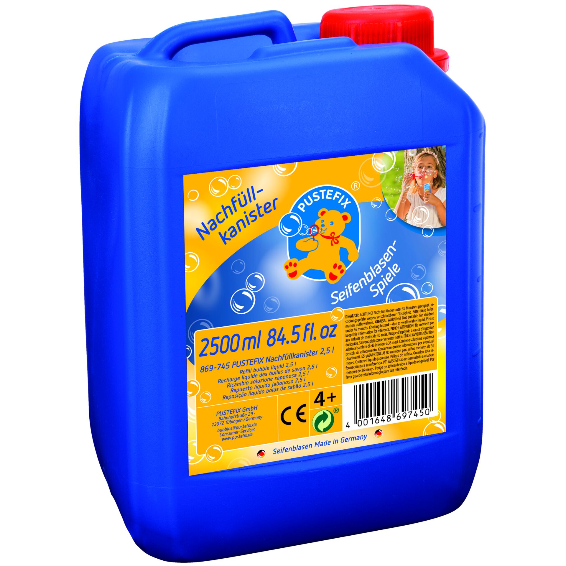 Kinderwaschmittel, Seifenblasen-Spielzeug, Nachfüllkanister, 2,5 L, Blau
